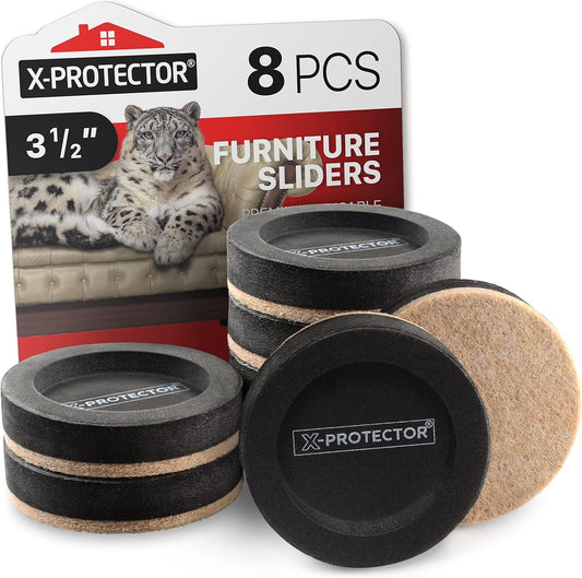 Felt Furniture Sliders for Hardwood Floors  8 PCS 3 ½” - Furniture Slider with Unique Design - Heavy-Duty Furniture Movers for Hard Surfaces - Felt Sliders - Move Your Furniture Easily!