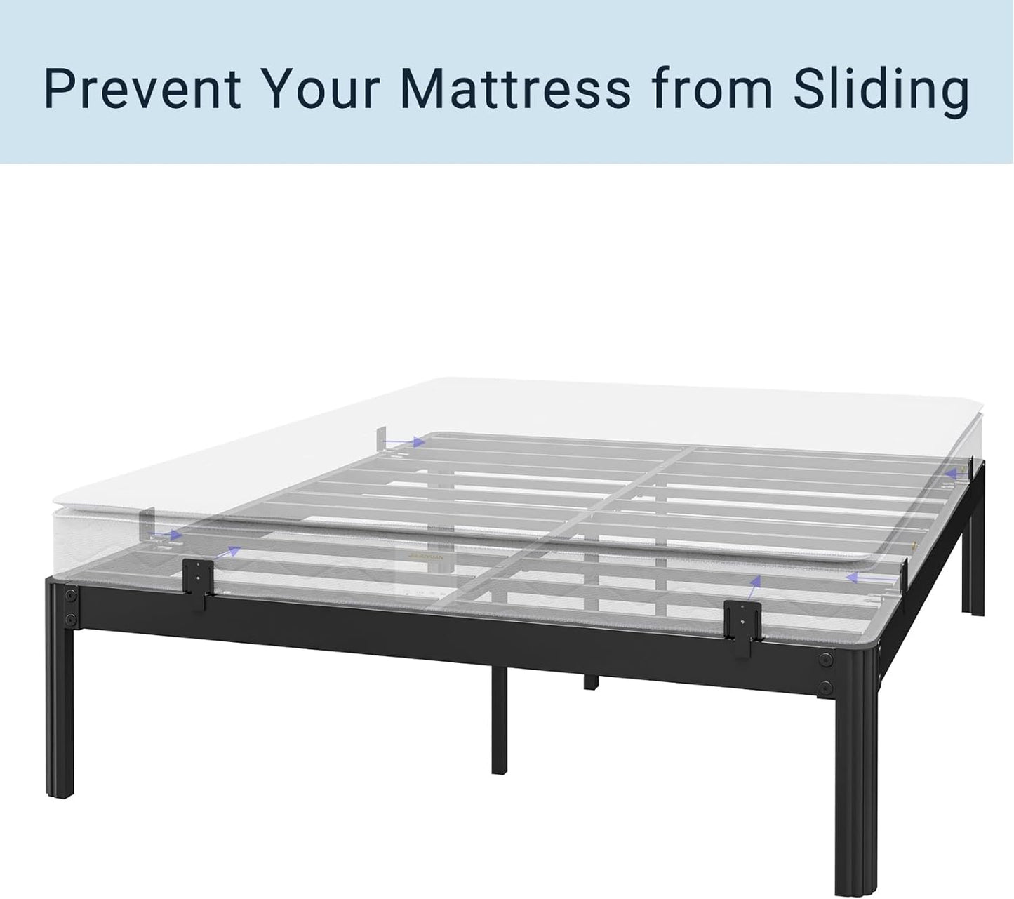 6 Pcs Metal Mattress Slide Stopper, Non Slip Mattress Gripper for King Bed Frame, Prevent Mattress Sliding, Easy to Assemble, Sturdy, Black, 23_05