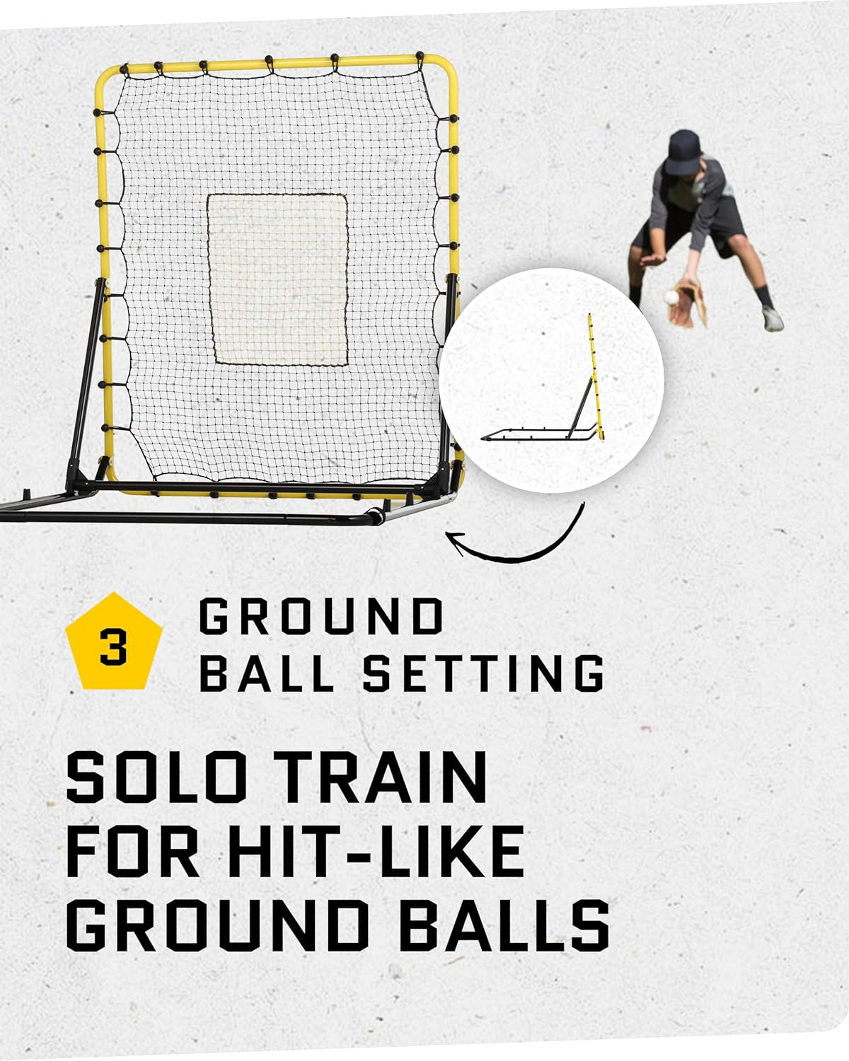 Baseball and Softball Rebounder Net for Pitching and Fielding Training, 4 X 4.5 Feet