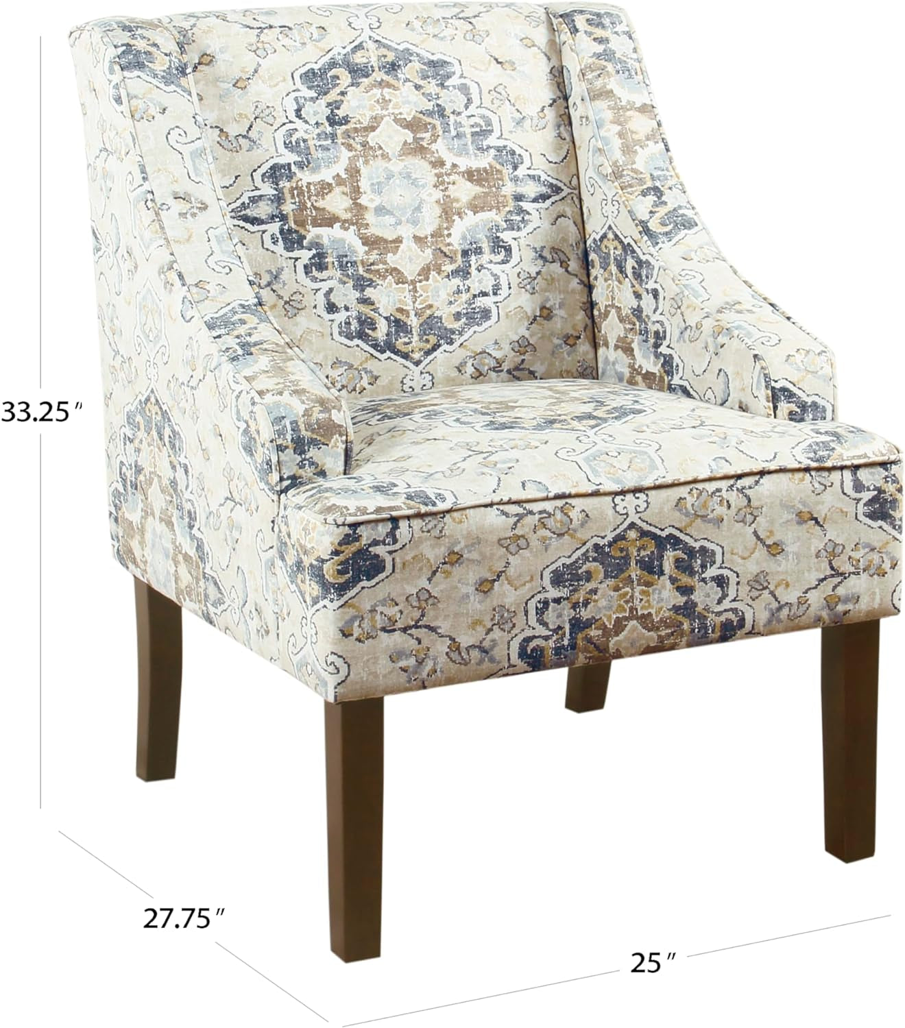 Home Decor | Upholstered Swoop Arm Accent Chair | Accent Chairs for Living Room & Bedroom | Decorative Home Furniture, Antique Ebony