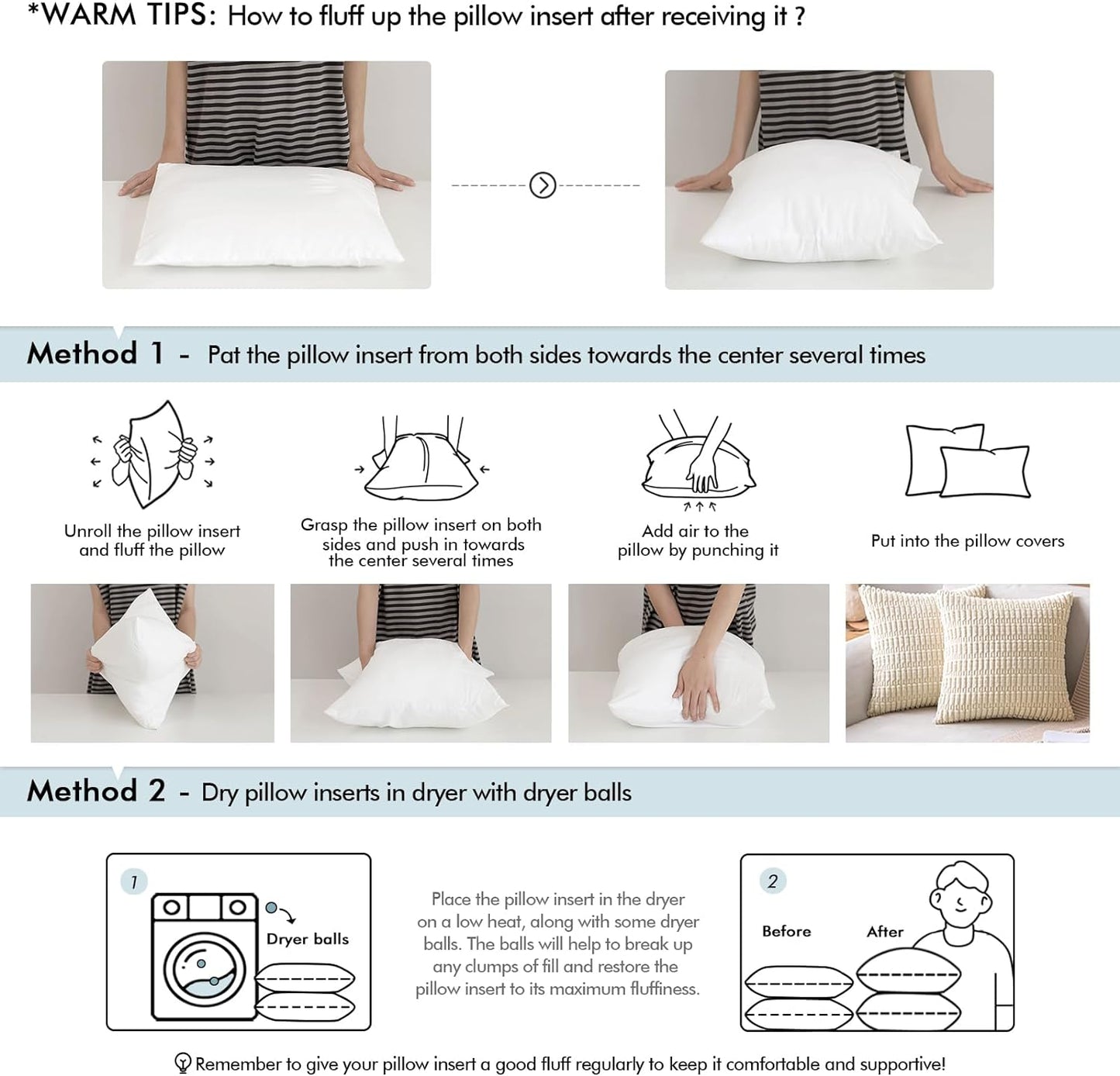 Throw Pillow Insert Premium Pillow Stuffer Sham Rectangle for Decorative Cushion Bed Couch Sofa 17X17 Inch