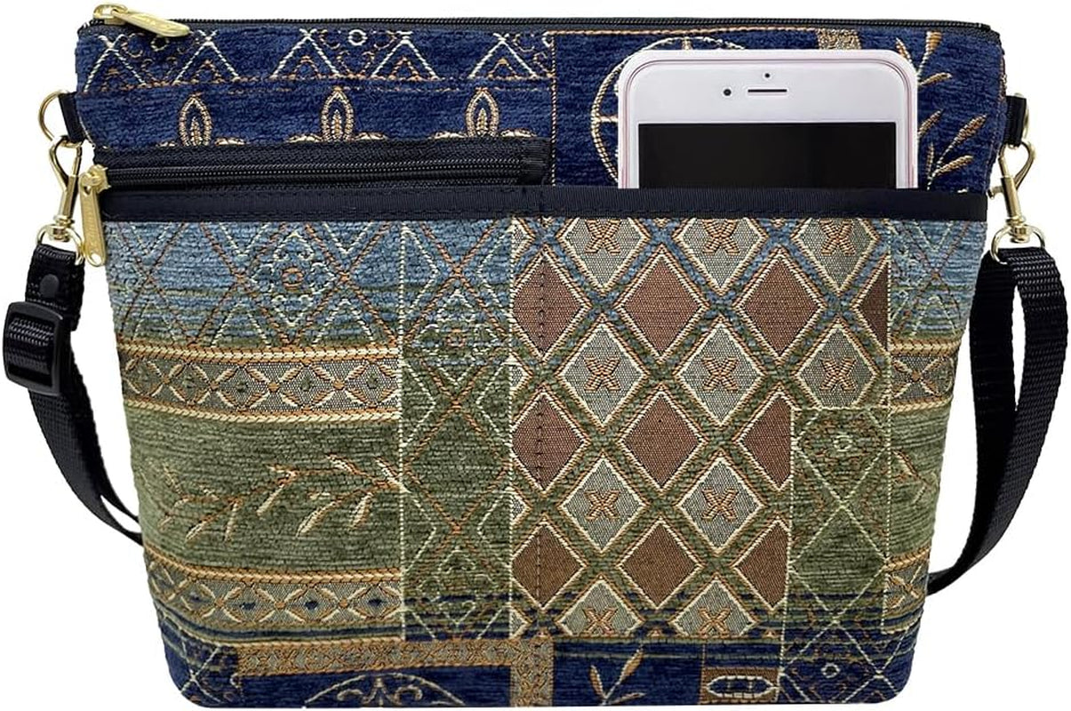 Women'S Tapestry Bag Shoulder Handbag, Large Zipper Purse Handmade in the USA
