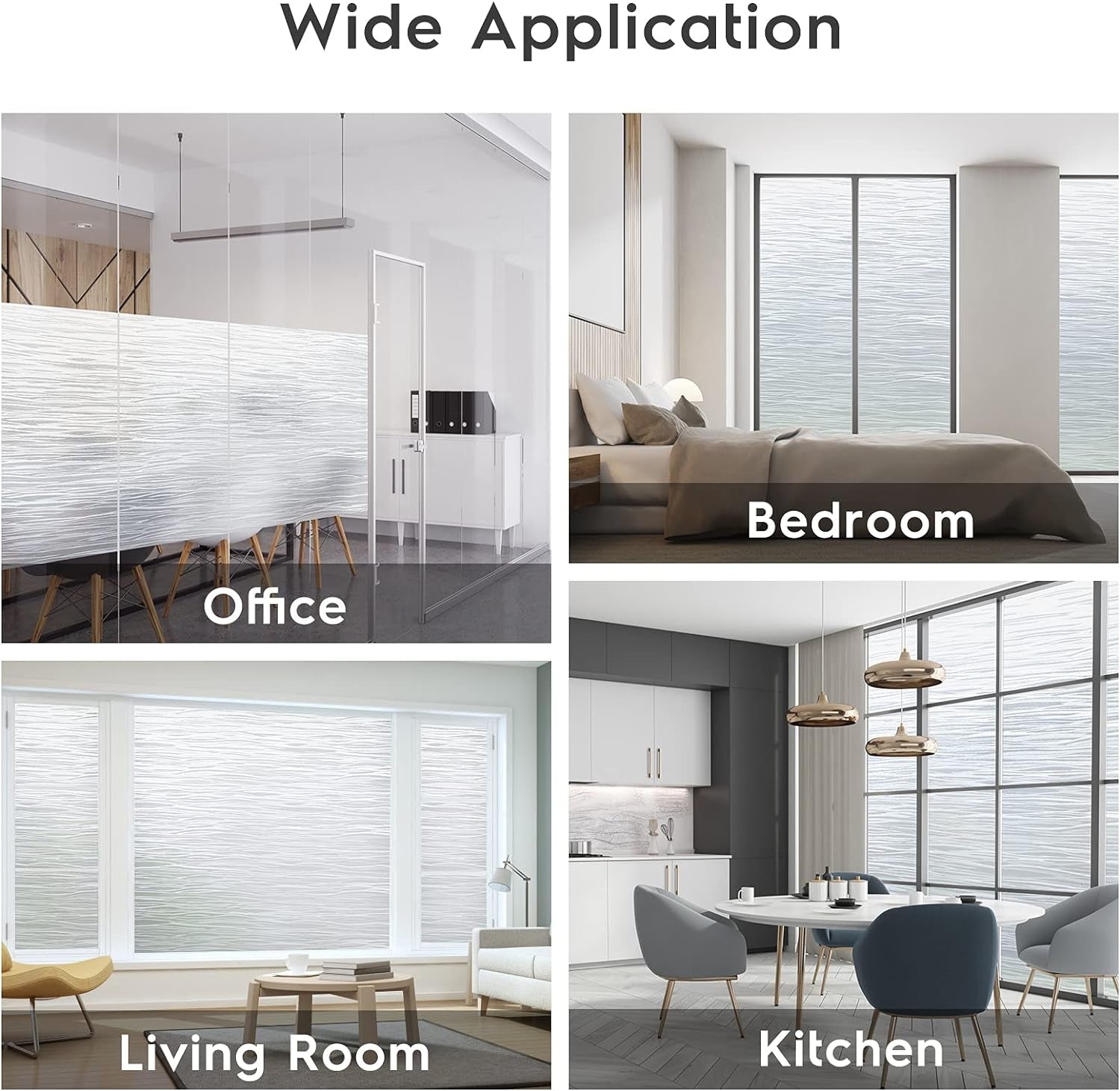 Window Privacy Film Frosted Glass Window Film Removable Window Vinyl Door Window Coverings UV Blocking Self Static Cling Non-Adhesive Window Clings Sticker for Home Decor, 35.4" X 118.1"