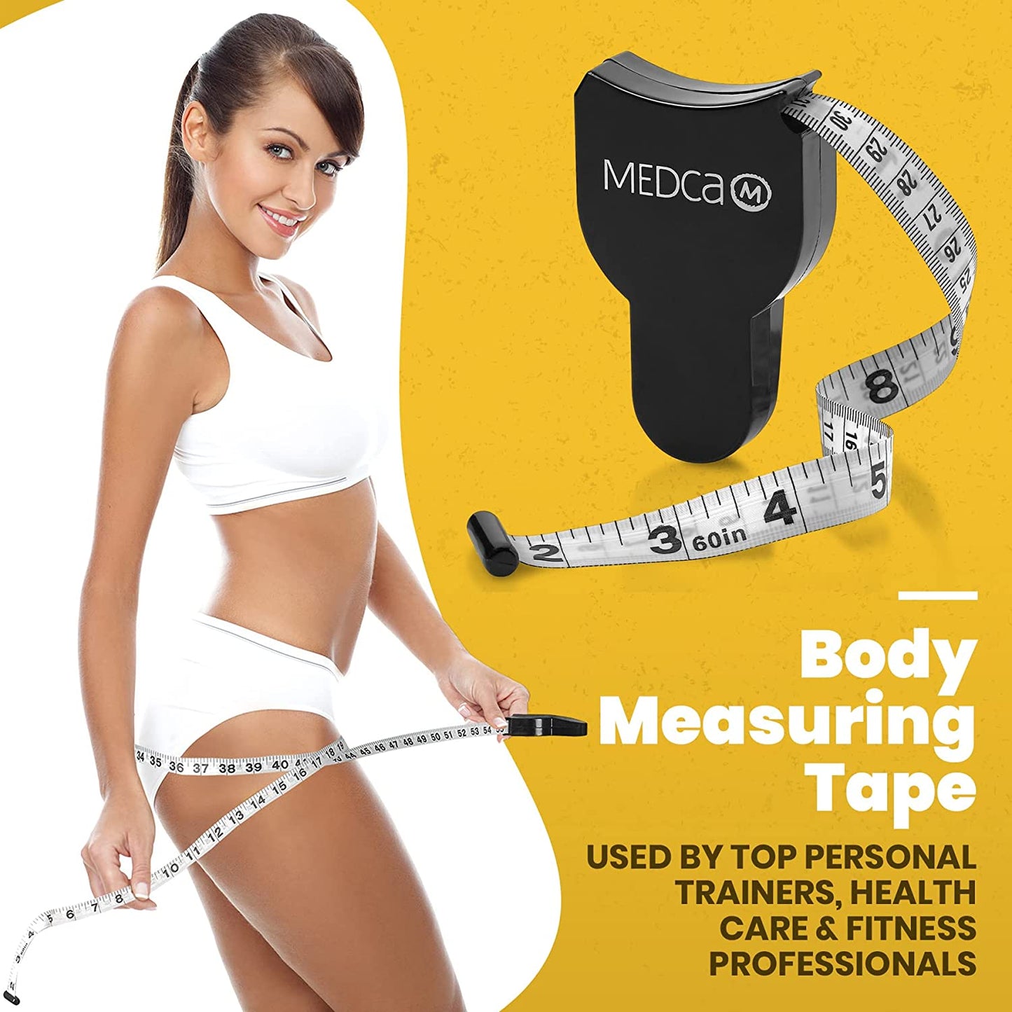 Body Fat Caliper and Measuring Tape for Body - Skinfold Calipers and Body Fat Tape Measure Tool for Accurately Measuring BMI Skin Fold Fitness and Weight-Loss, (Black)