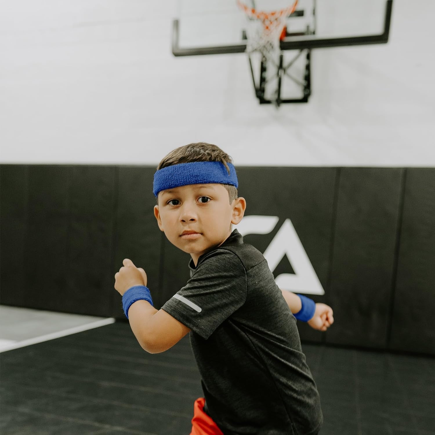 Sweatbands for Kids, Moisture Wicking 2 Wristbands and 1 Headband Set, Soft and Skin-Friendly Fabric, Moisture-Wicking Athletic Sweat Bands for Basketball, Baseball, Soccer