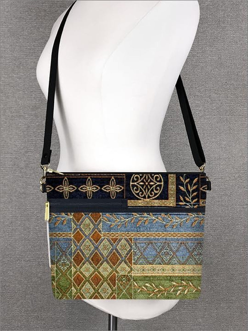 Women'S Tapestry Bag Shoulder Handbag, Large Zipper Purse Handmade in the USA