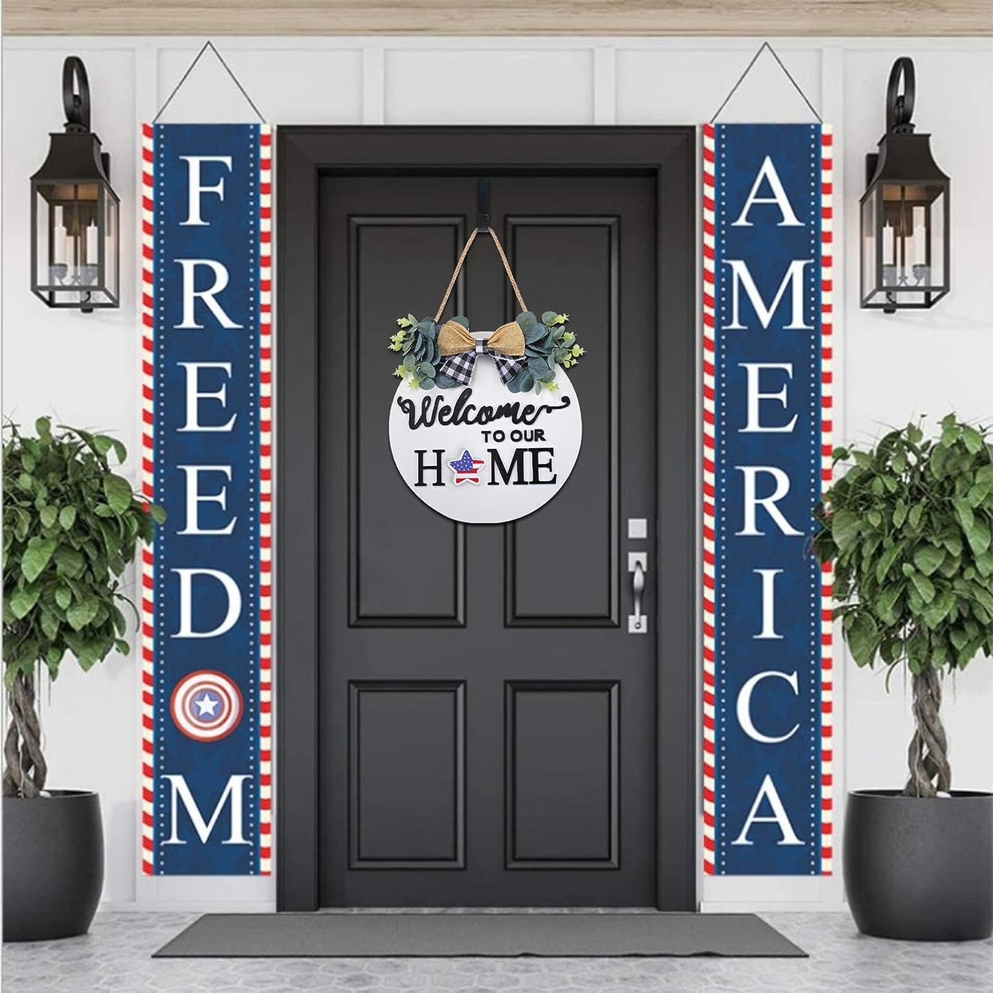 Seasonal Interchangeable Welcome Sign for Front Door Decor, Welcome to Our Home Sign with Holiday Pieces for Farmhouse Front Porch Decor and Housewarming Gift(White)