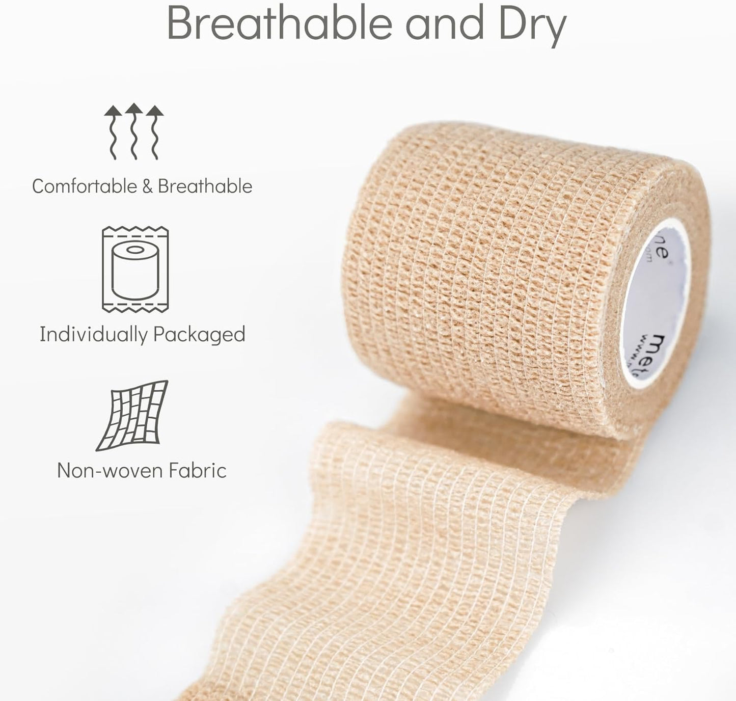 Self Adhesive Bandage Wrap 12 Pack, Athletic Tape 2 Inches X 5 Yards, Sports Tape, Breathable, Waterproof, Elastic Bandage for Sports, Wrist and Ankle Wrap Tape, Non-Woven Bandage(Beige)