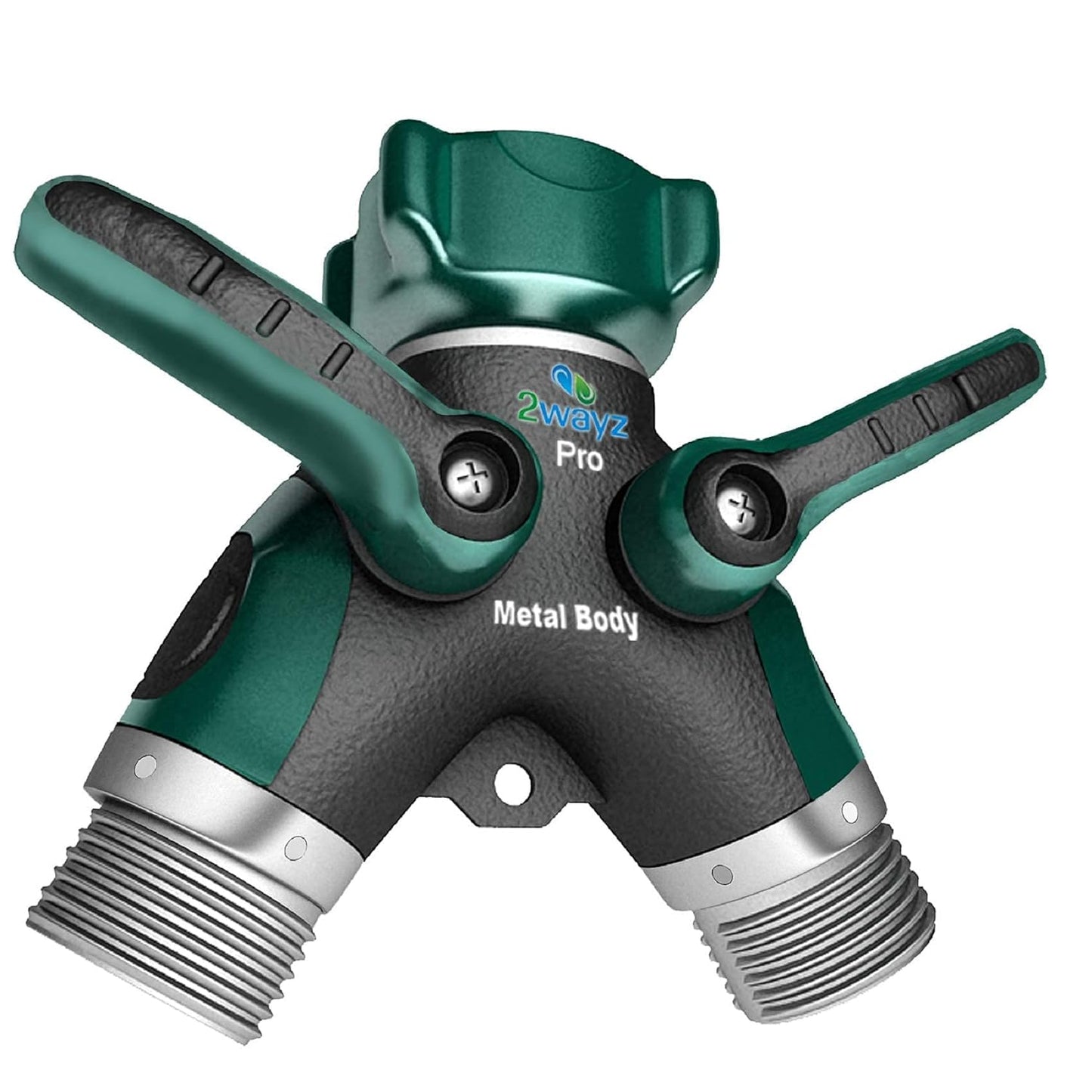 - Hose Splitter, 2 Way Heavy Duty, Garden Hose Splitter, Faucet Splitter, Outdoor Faucet Splitter, Y Adapter for Water Hose, Water Spigot Splitter, All Metal, with Shut off Valve - 4" X 4" X 1.5"
