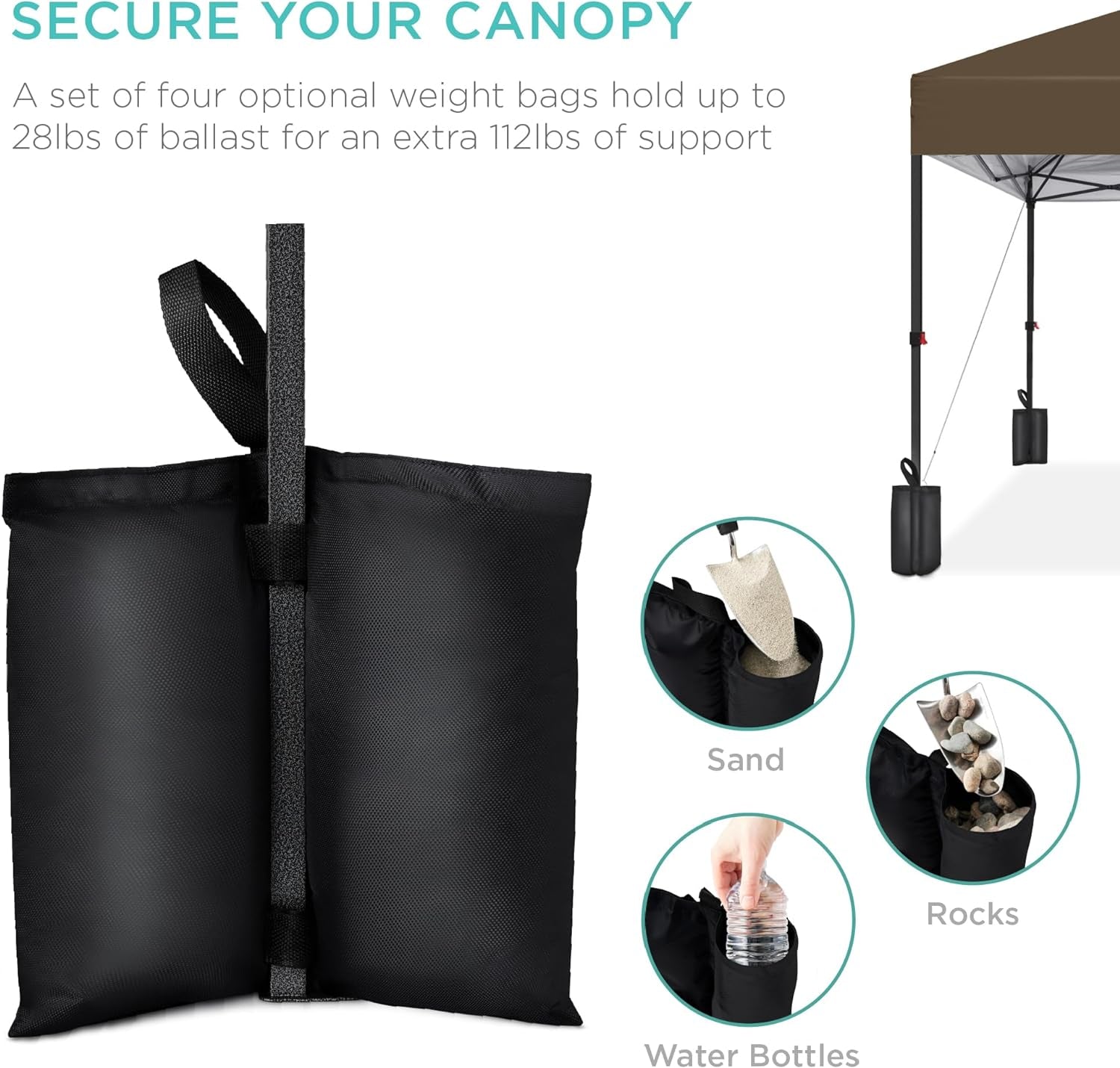 10X10Ft 1-Person Setup Pop up Canopy Tent Instant Portable Shelter W/ 1-Button Push, Case, 4 Weight Bags - Brown