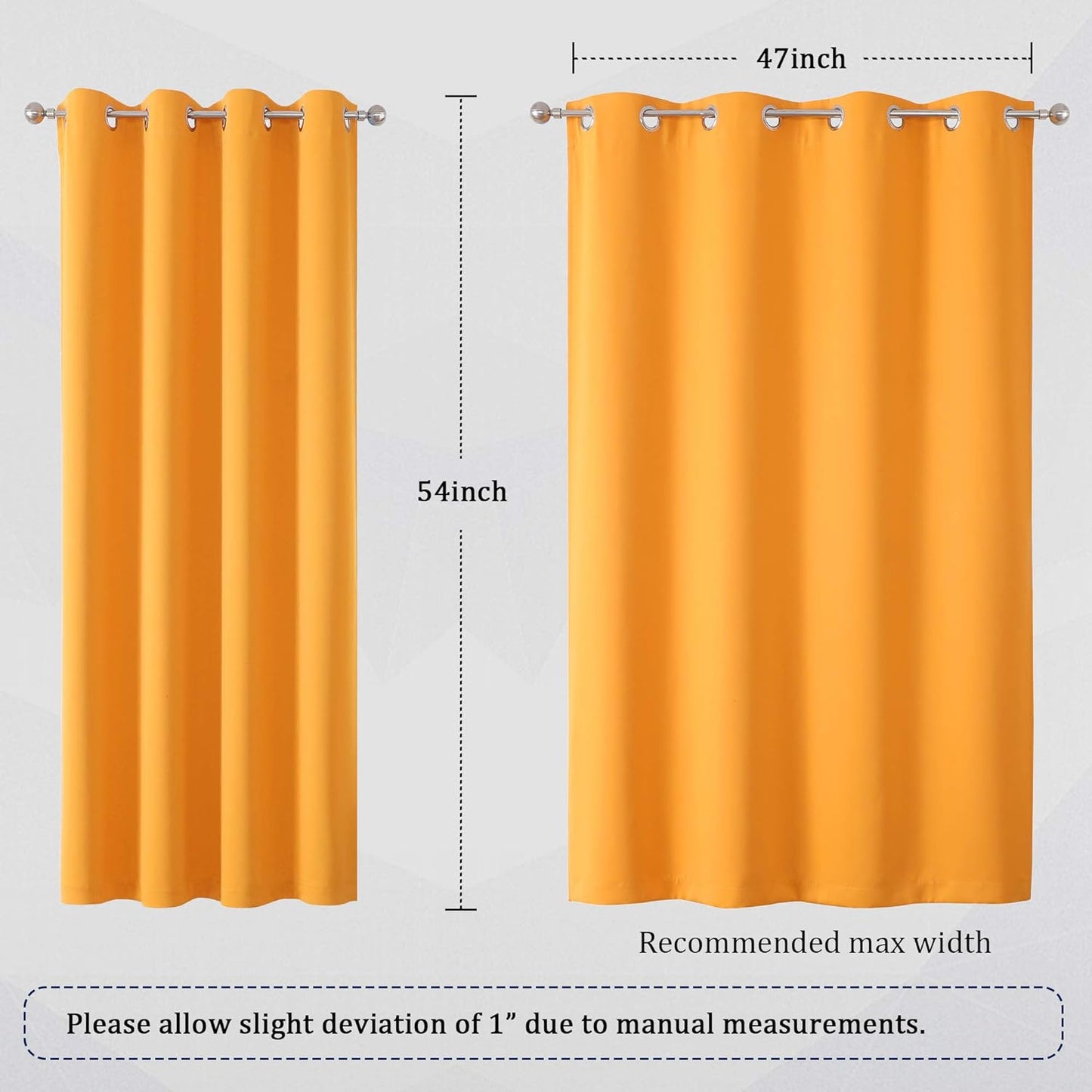 Marigold Orange Blackout Curtains for Living Room Darkening Window Curtain Set with Grommets Thermal Insulated Curtain Panels Bedroom,52 X 54 Inch,2 Piece