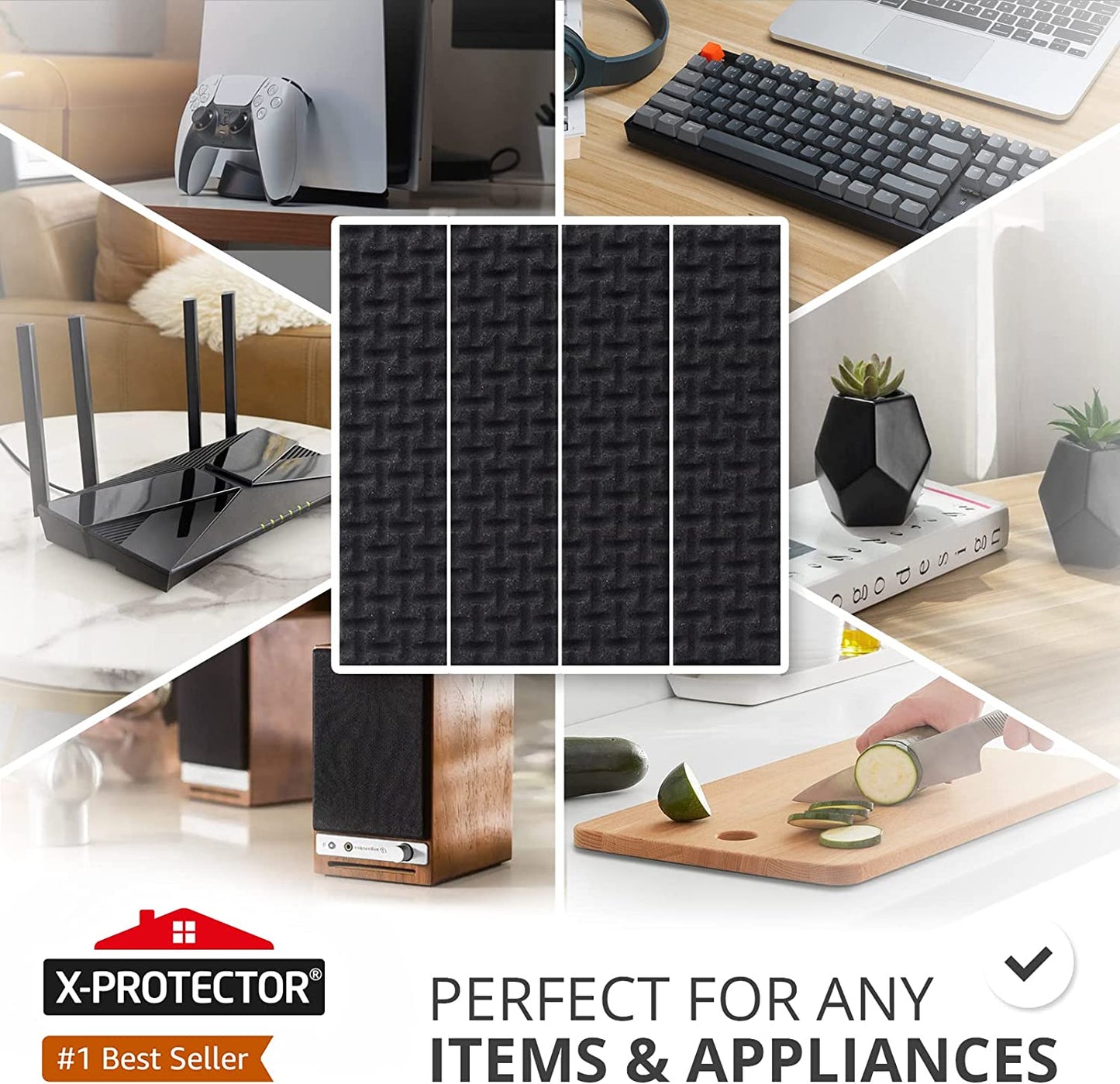 Non-Slip Furniture Pads  8 PCS – 1” X 4” Rubber Furniture Pads – Ideal Furniture Grippers – Self-Adhesive Furniture Grips for Furniture Feet – Non-Skid Furniture Pads Floor Protectors!