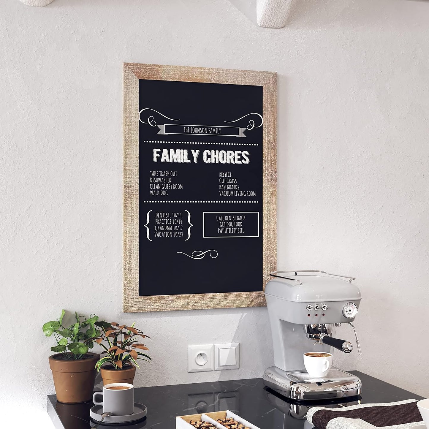20" X 30" Weathered Lightwash Solid Wood Frame Wall Chalkboard, Magnetic Surface, Home Décor, Restaurant & Café Menus, Blackboard, Includes Chalk, Eraser & Hanging Hardware