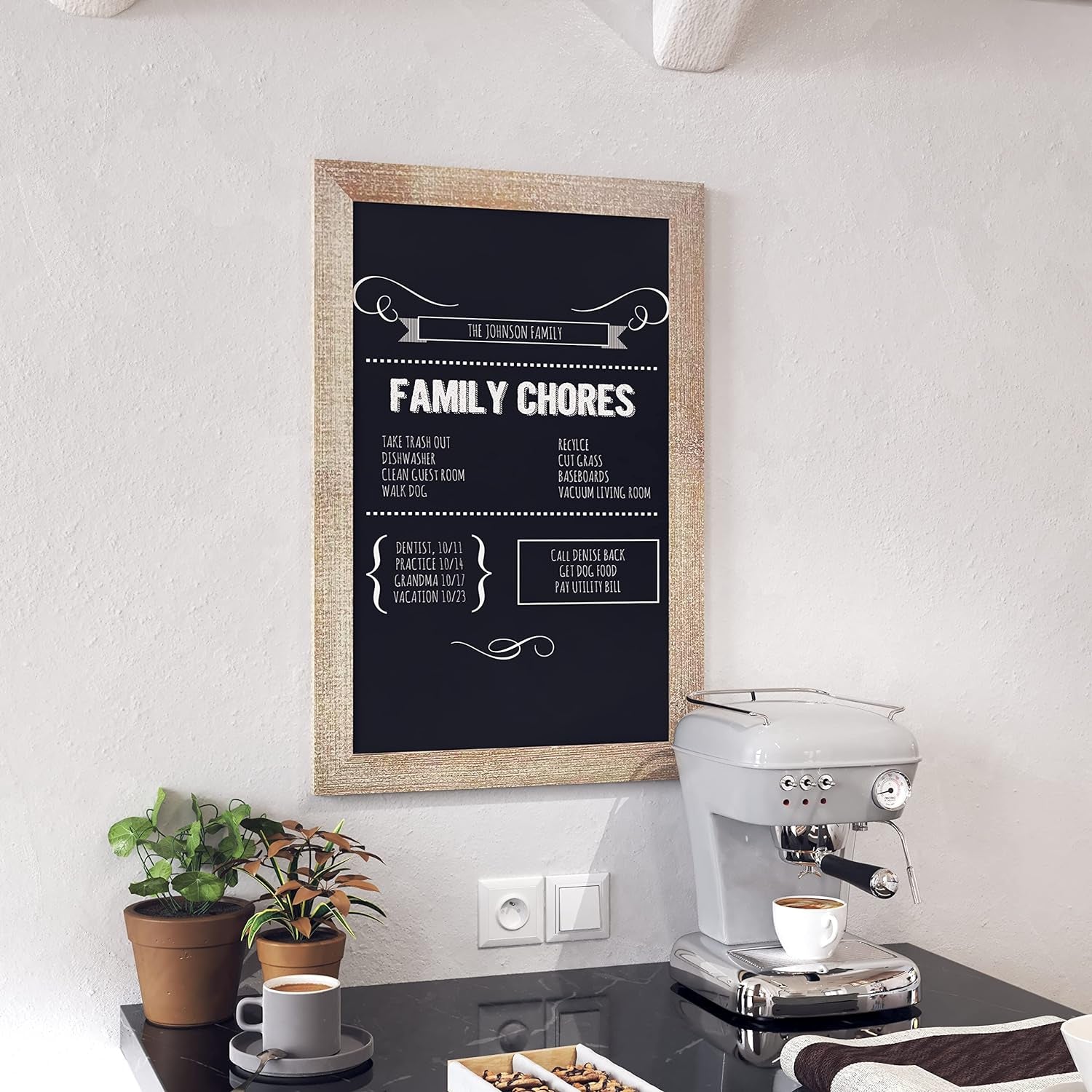 20" X 30" Weathered Lightwash Solid Wood Frame Wall Chalkboard, Magnetic Surface, Home Décor, Restaurant & Café Menus, Blackboard, Includes Chalk, Eraser & Hanging Hardware