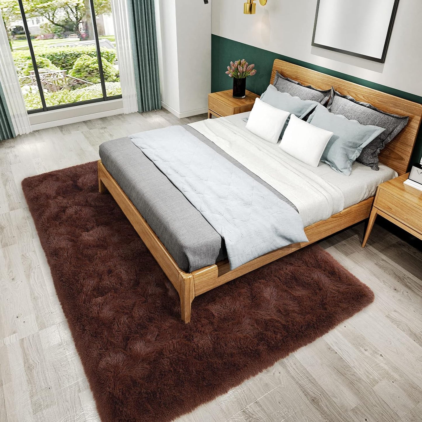 Ultra Soft Fluffy Rugs for Bedroom 6X9 Feet, Shag Area Rugs for Living Room, Large Comfy Furry Rug for Boys Kids Baby Room Decor, Non Slip Nursery Rug Modern Indoor Fuzzy Floor Carpet, Brown