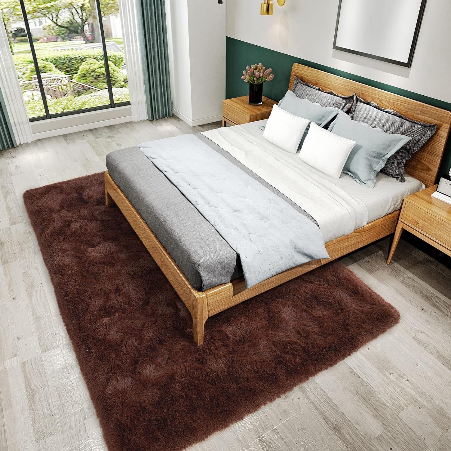 Ultra Soft Fluffy Rugs for Bedroom 6X9 Feet, Shag Area Rugs for Living Room, Large Comfy Furry Rug for Boys Kids Baby Room Decor, Non Slip Nursery Rug Modern Indoor Fuzzy Floor Carpet, Brown