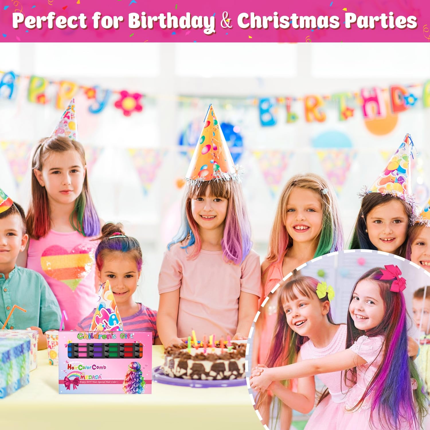 New Hair Chalk Comb Temporary Hair Color Dye for Girls Kids, Washable Hair Chalk for Girls Age 4 5 6 7 8 9 10-12 Birthday Christmas Cosplay Hair DIY Party