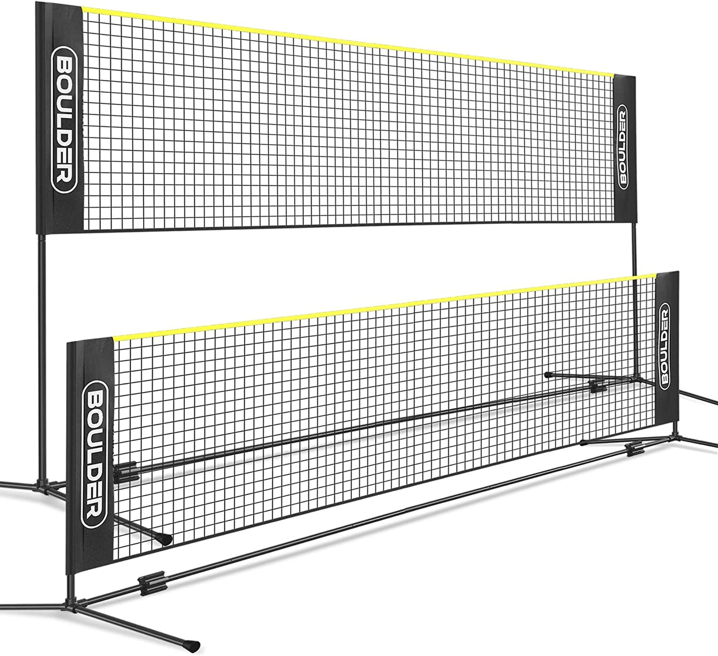 Badminton Pickleball Net - Adjustable Portable Net for Junior Tennis, Kids Volleyball & Soccer, and Backyard Games - Easy Setup Nylon Sports Net with Poles 10 Ft/14Ft/17Ft/22Ft Wide