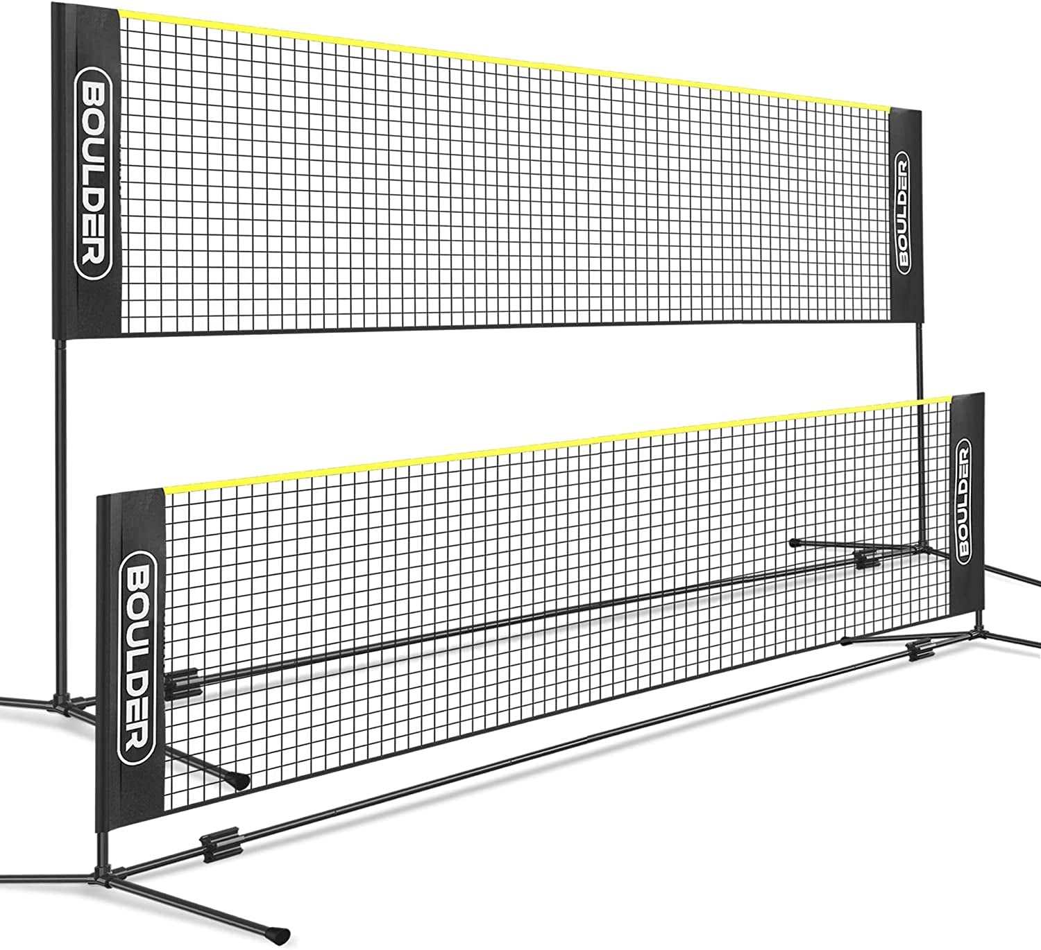 Badminton Pickleball Net - Adjustable Portable Net for Junior Tennis, Kids Volleyball & Soccer, and Backyard Games - Easy Setup Nylon Sports Net with Poles 10 Ft/14Ft/17Ft/22Ft Wide