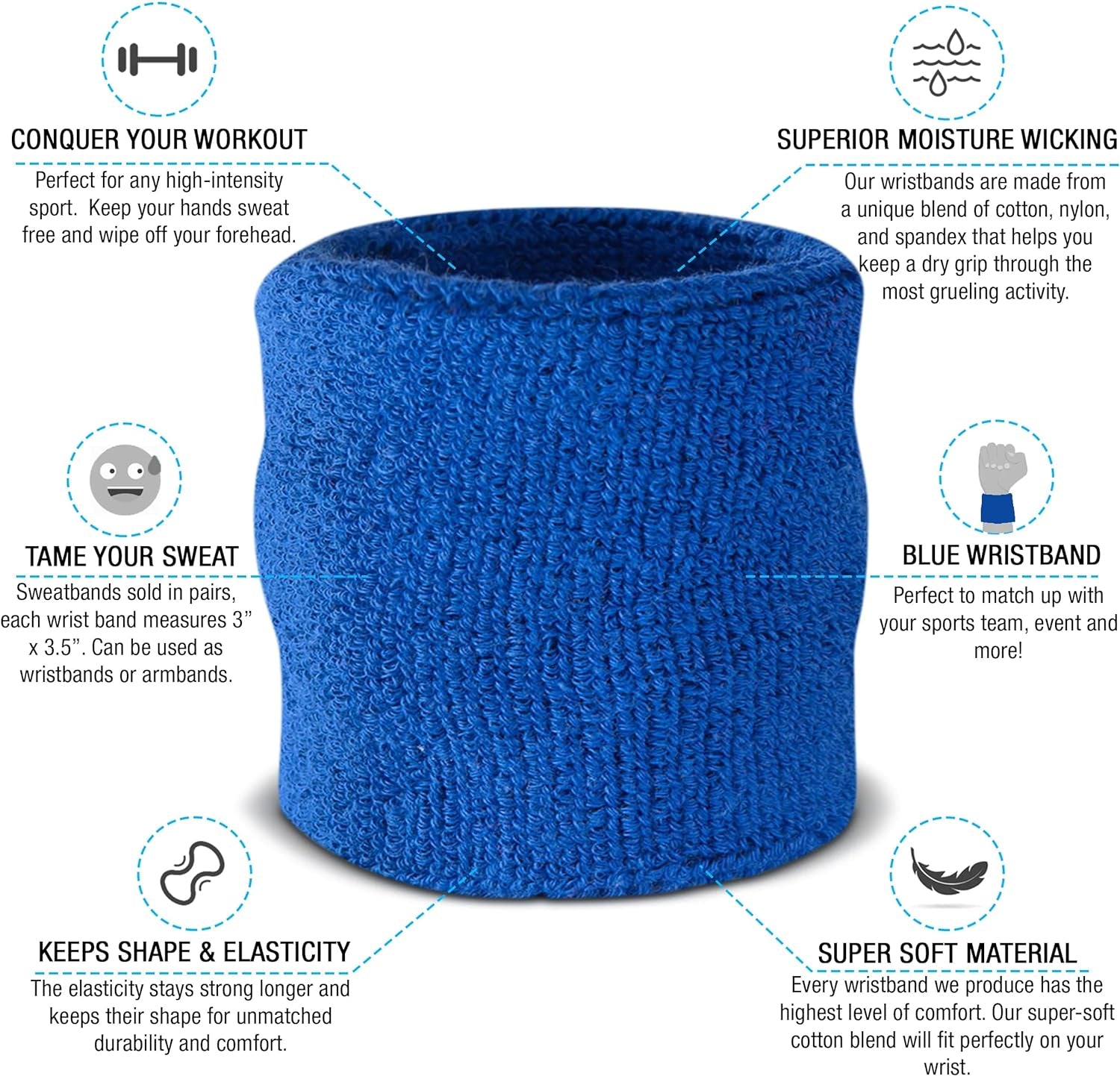 Sweatbands for Kids, Moisture Wicking 2 Wristbands and 1 Headband Set, Soft and Skin-Friendly Fabric, Moisture-Wicking Athletic Sweat Bands for Basketball, Baseball, Soccer