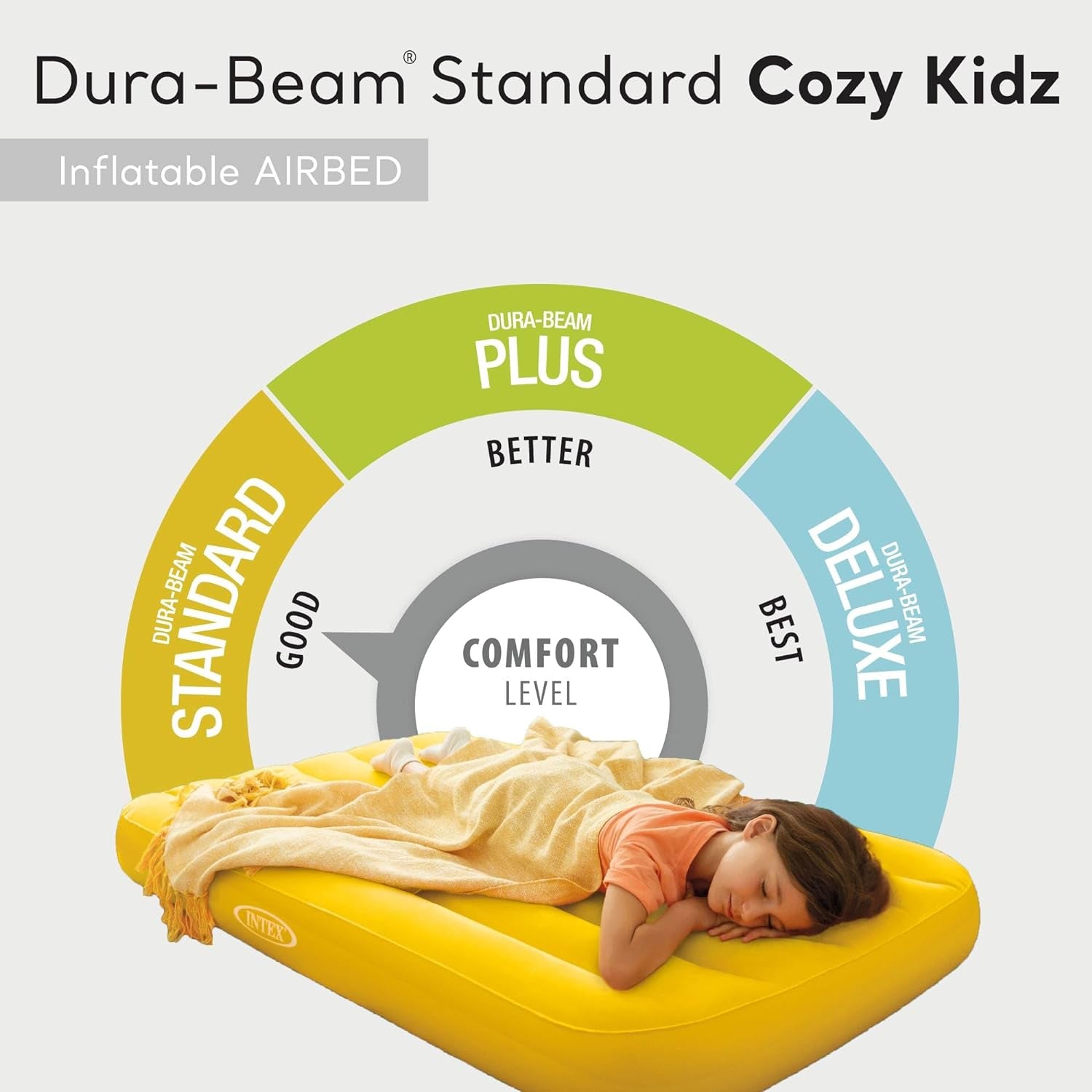 66803EP Cozy Kidz Inflatable Airbed: Fiber-Tech – Velvety Soft Surface – Carry Bag Included – Color May Vary – 34.5" X 62" X 7"