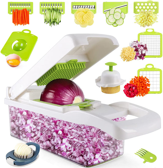 Vegetable Chopper - Onion Chopper - Multifunctional 15 in 1 Professional Food Chopper - Dicer Cutter - Kitchen Veggie Chopper with Container - Egg Slicer