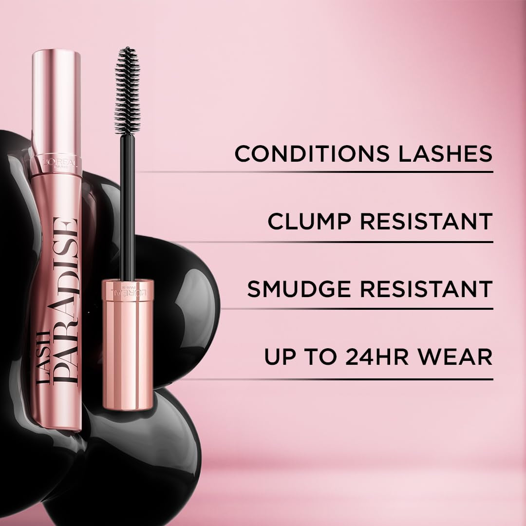 Voluminous Makeup Lash Paradise Mascara, Voluptuous Volume, Intense Length, Feathery Soft Full Lashes, No Flaking, No Smudging, No Clumping, Blackest Black, 1 Count