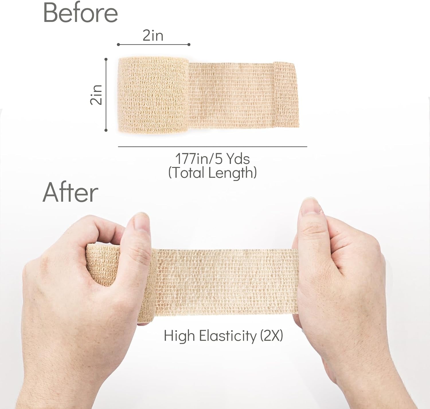 Self Adhesive Bandage Wrap 12 Pack, Athletic Tape 2 Inches X 5 Yards, Sports Tape, Breathable, Waterproof, Elastic Bandage for Sports, Wrist and Ankle Wrap Tape, Non-Woven Bandage(Beige)