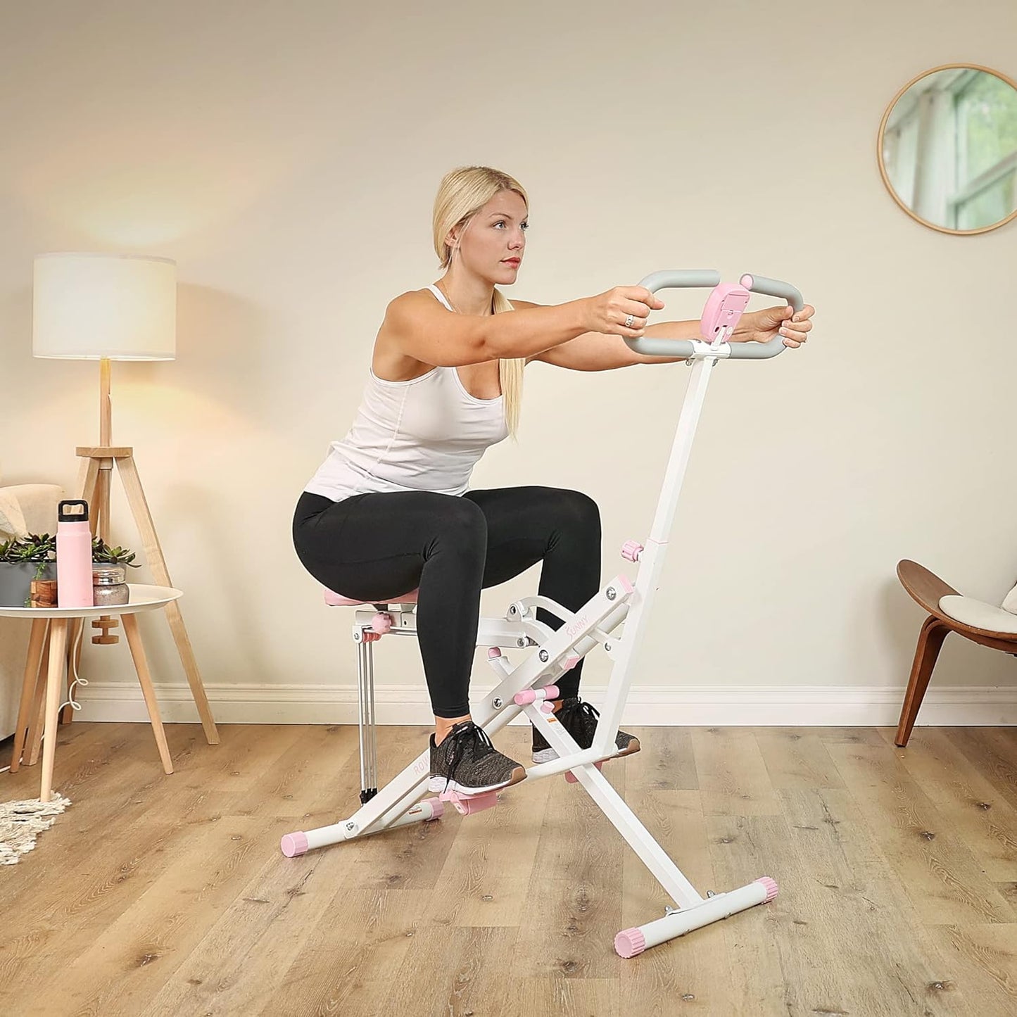 Row-N-Ride Squat Assist Trainer for Glutes & Legs Workout with Adjustable Resistance, Optional Full Motion & Smart Connected Fitness App