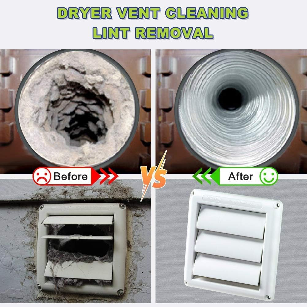 2 Pieces Dryer Vent Cleaner Kit Dryer Lint Vacuum Attachment, Dryer Vent Cleaning Lint Remover 2 Hoses Tools for Home Improvement