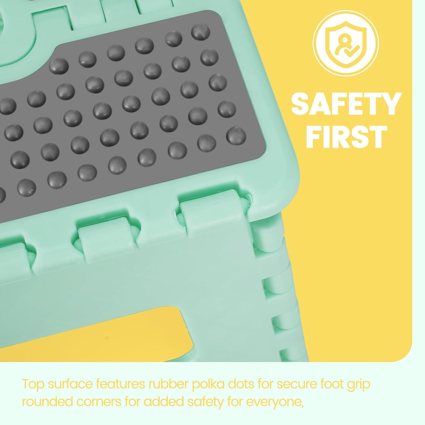 9 Inch Folding Step Stool 300 LB Capacity Non Slip Foot Stool with Handle Plastic Foldable Step Stools for Kids Stepping Stool for Bathroom Black Small Step Stool (1 PC Teal)