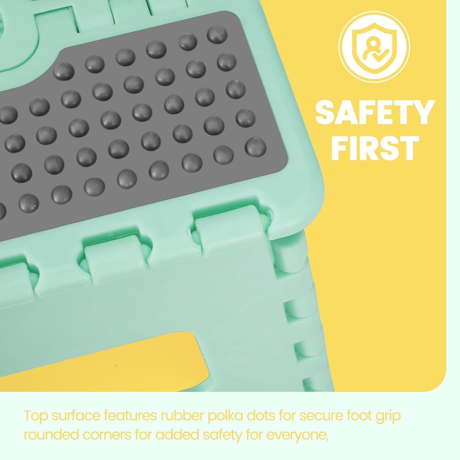 9 Inch Folding Step Stool 300 LB Capacity Non Slip Foot Stool with Handle Plastic Foldable Step Stools for Kids Stepping Stool for Bathroom Black Small Step Stool (1 PC Teal)