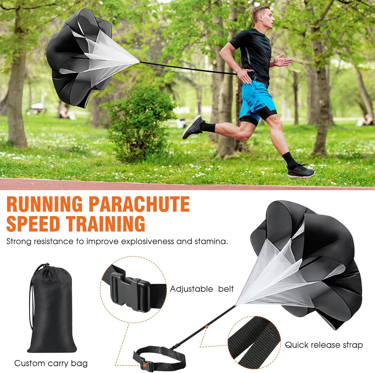 Agility Ladder Speed Training Equipment Set-20Ft Agility Ladder,12 Soccer Cones,4 Hurdles, Jump Rope, Running Parachute| Basketball Football Soccer Training Equipment for Kids Youth Adults