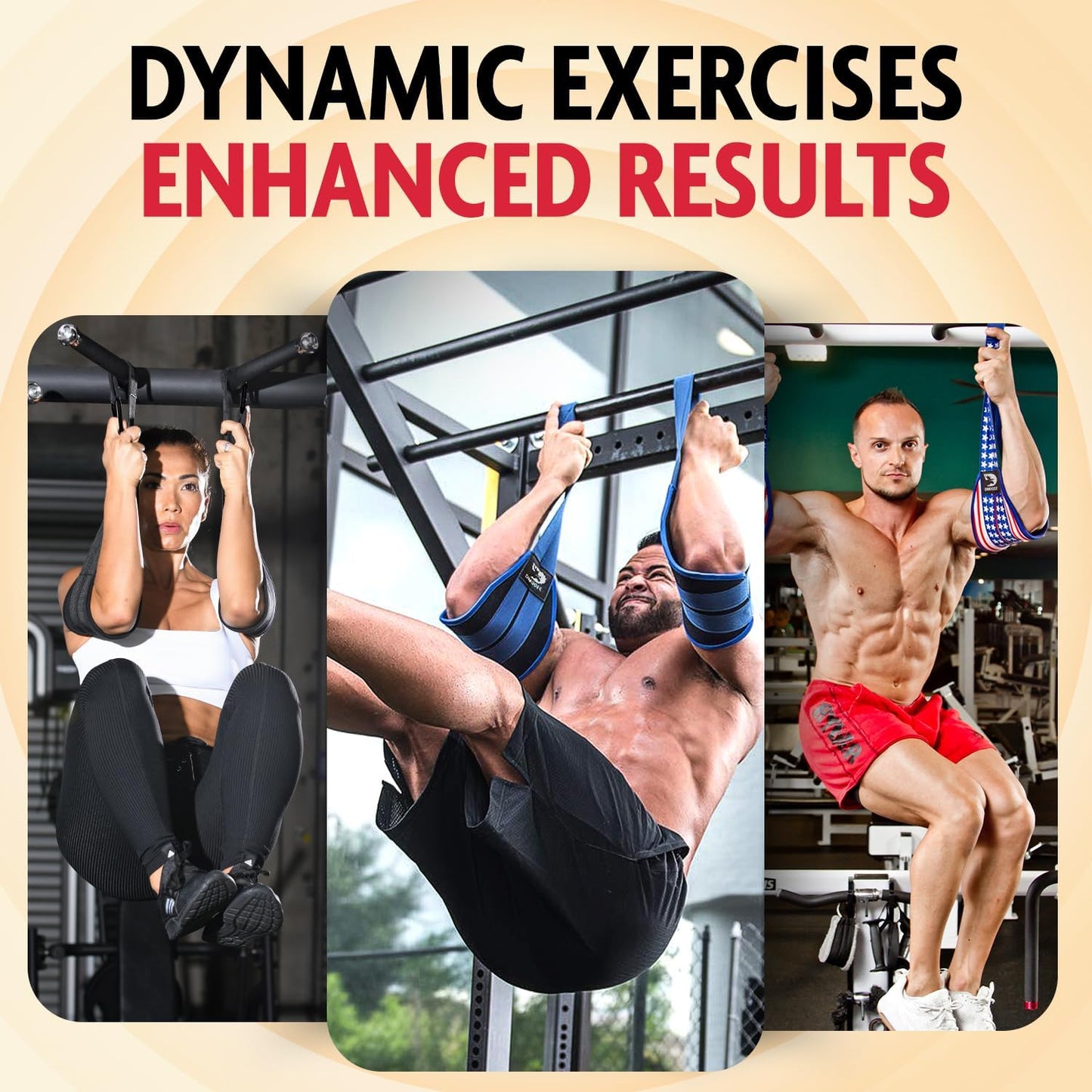 Hanging Ab Straps for Pull up Bar & Abdominal Muscle Building, Rip Resistant and Padded Arm Support for Ab Workout, Ab Sling Straps for Knee & Leg Raises, Pull up Straps for Men & Women
