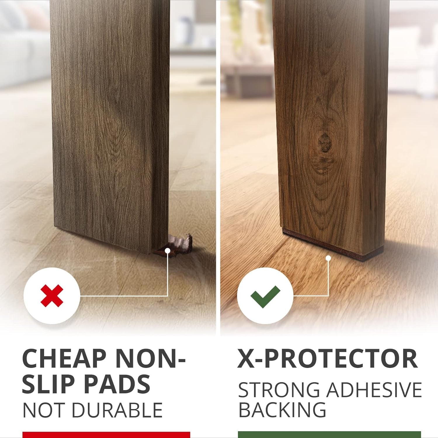 Non-Slip Furniture Pads  8 PCS – 1” X 4” Rubber Furniture Pads – Ideal Furniture Grippers – Self-Adhesive Furniture Grips for Furniture Feet – Non-Skid Furniture Pads Floor Protectors!