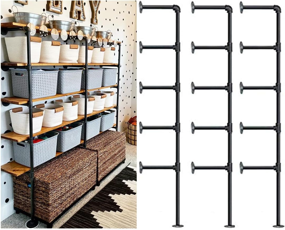 Industrial Retro Wall Mount Iron Pipe Shelf,Diy Open Bookshelf,Hung Bracket,Home Improvement Kitchen Shelves,Tool Utility Shelves, Office Shelves,Ceiling Mount Shelf Shelves