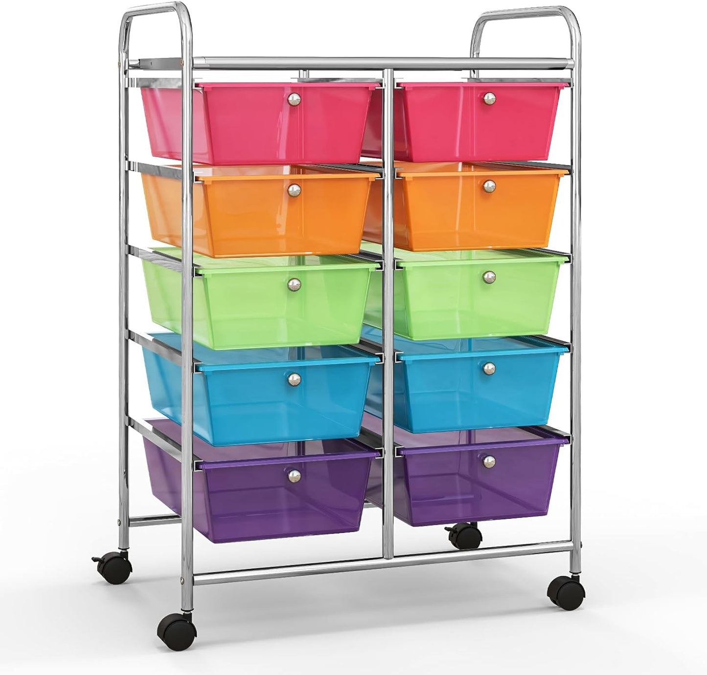 10 Drawers Rolling Cart, Classroom Organizers, Storage Cart with Wheels, for Teacher Office Home School Supplies Tool Craft Art Paper