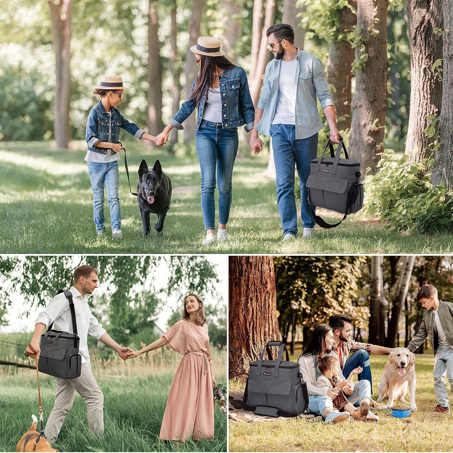 Airline Approved Pet Travel Bag, Weekend Dog Travel Set for Dog and Cat, Airline Approved Tote Organizer with Multi-Function Pockets 2 Food Storage Containers, 2 Collapsible Bowls (Dark Gray)