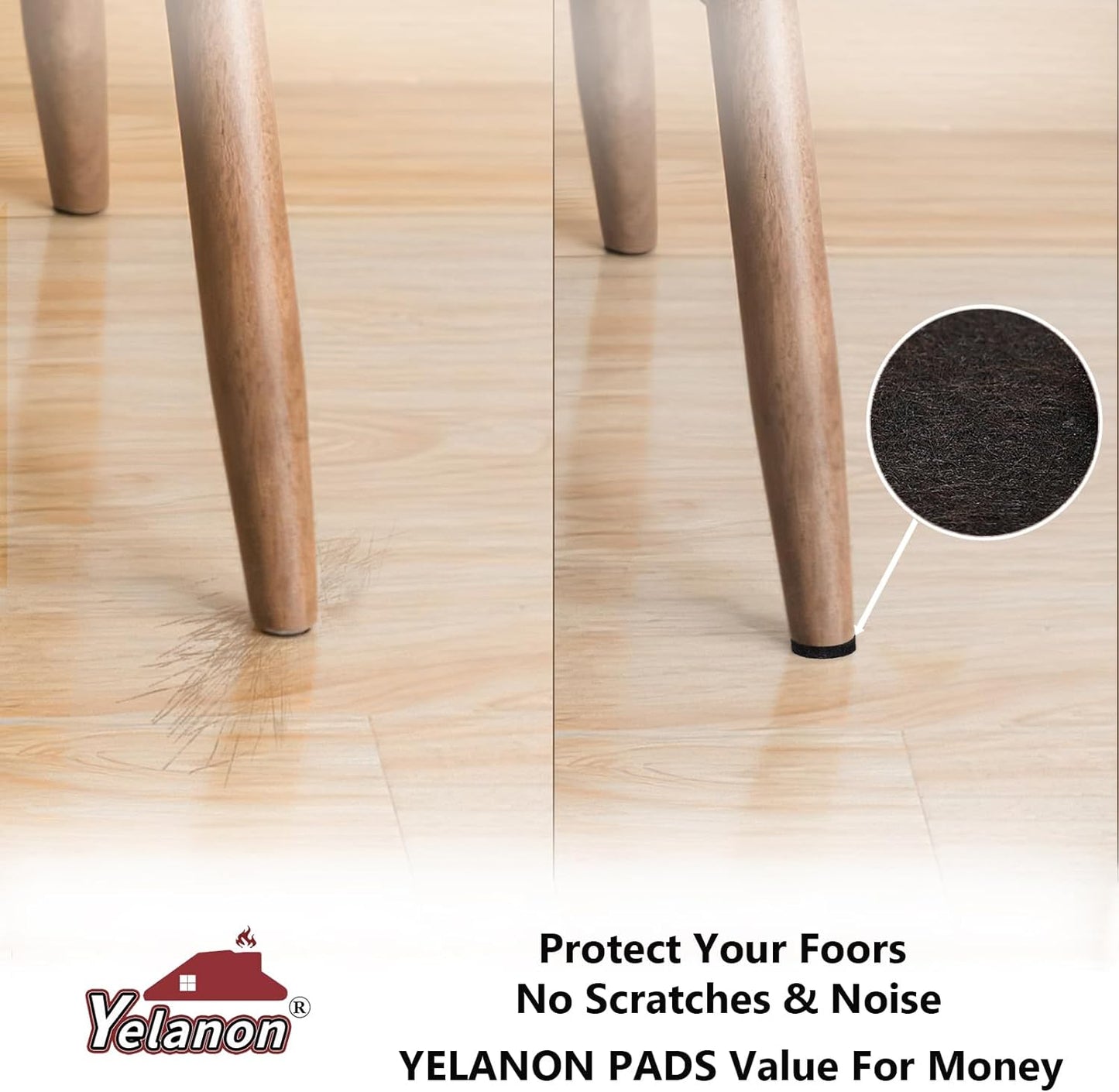 Felt Furniture Pads -182 Pcs Furniture Pads Self Adhesive,Cuttable Felt Chair Pads,Anti Scratch Floor Protectors for Furniture Feet Chair Legs, Felt Pads for Hardwoods Floors,Black & Brown