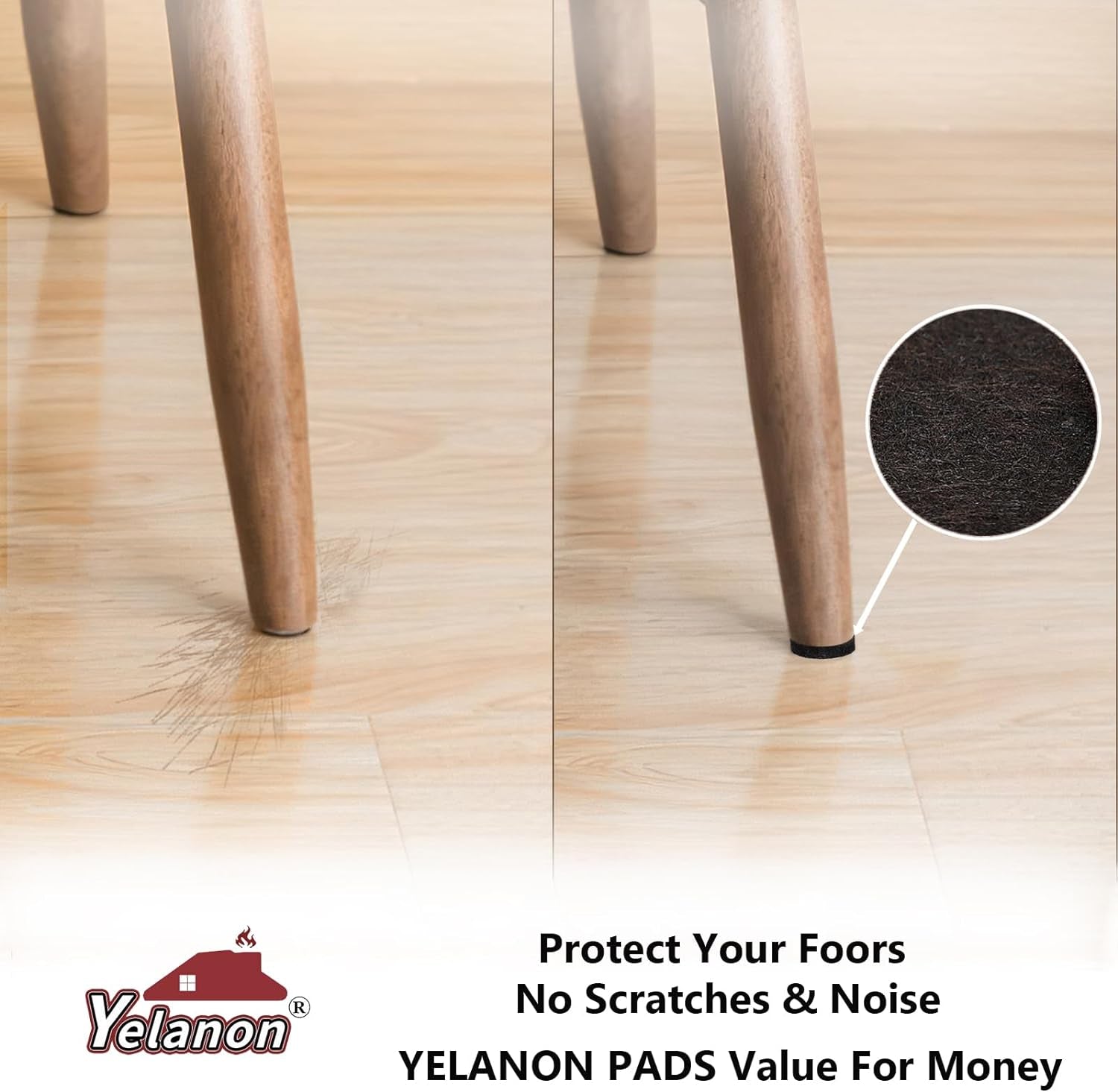 Felt Furniture Pads -182 Pcs Furniture Pads Self Adhesive,Cuttable Felt Chair Pads,Anti Scratch Floor Protectors for Furniture Feet Chair Legs, Felt Pads for Hardwoods Floors,Black & Brown
