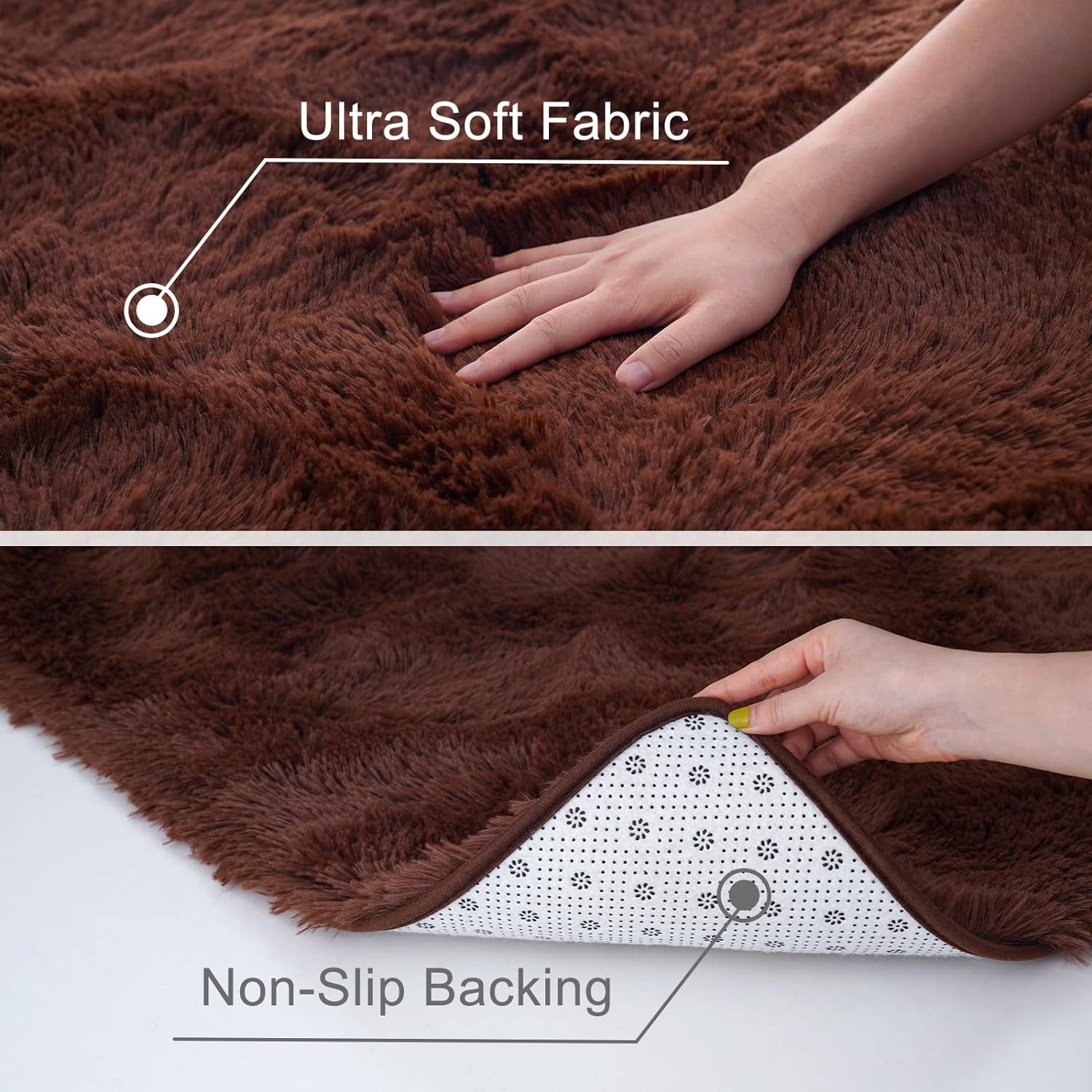 Ultra Soft Fluffy Rugs for Bedroom 6X9 Feet, Shag Area Rugs for Living Room, Large Comfy Furry Rug for Boys Kids Baby Room Decor, Non Slip Nursery Rug Modern Indoor Fuzzy Floor Carpet, Brown