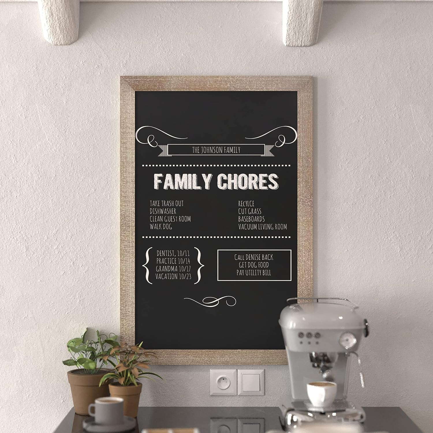 20" X 30" Weathered Lightwash Solid Wood Frame Wall Chalkboard, Magnetic Surface, Home Décor, Restaurant & Café Menus, Blackboard, Includes Chalk, Eraser & Hanging Hardware
