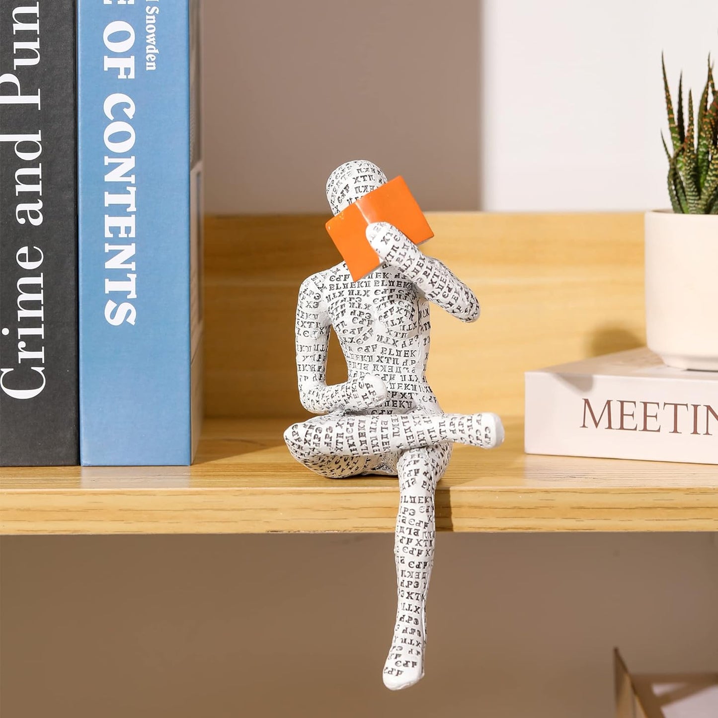 Home Decor Pulp Reading Women Thinker Statue Aesthetic Sculpture Room Decor Modern Abstract Decoration on Shelf Table Desk for Living Room Office Bedroom H
