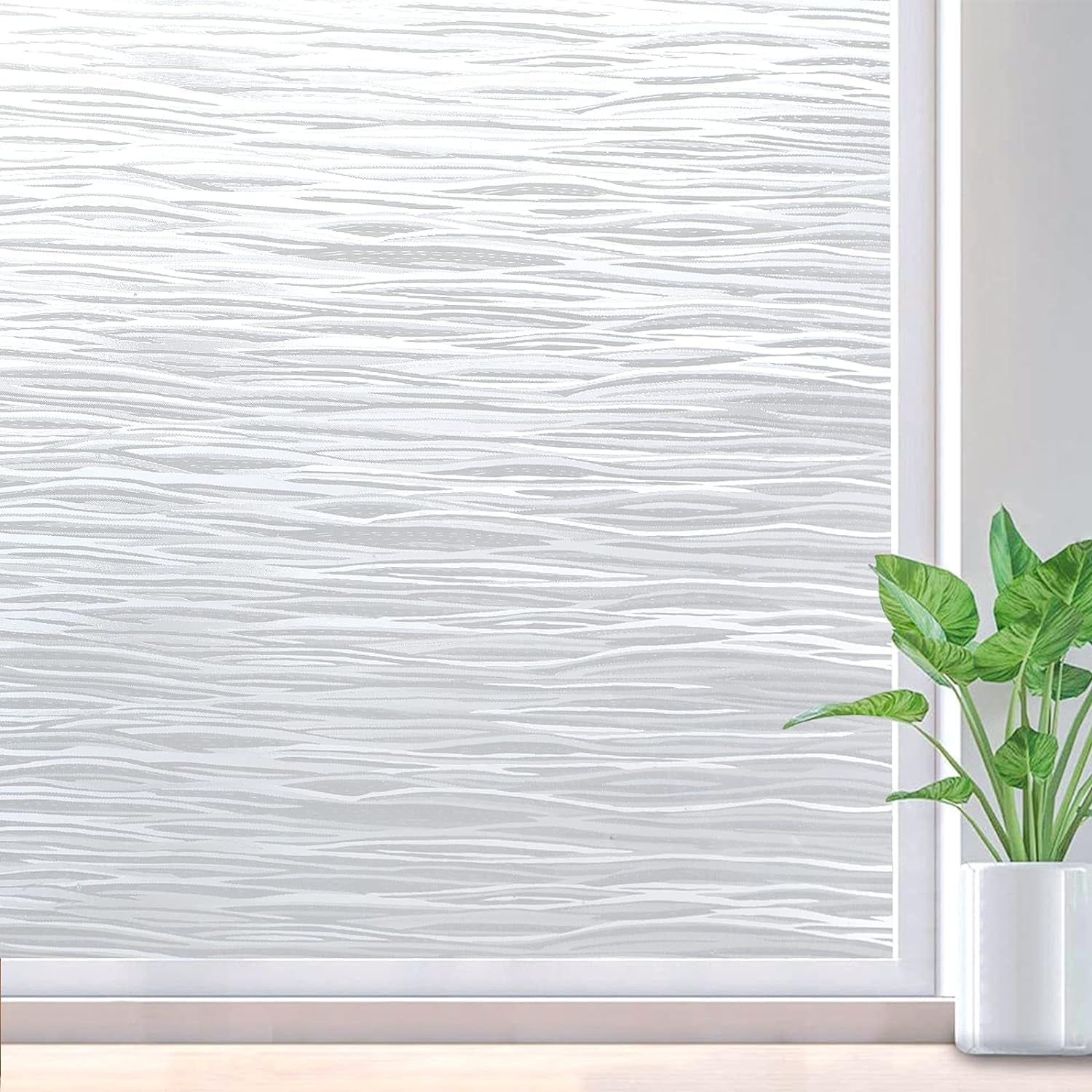 Window Privacy Film Frosted Glass Window Film Removable Window Vinyl Door Window Coverings UV Blocking Self Static Cling Non-Adhesive Window Clings Sticker for Home Decor, 35.4" X 118.1"