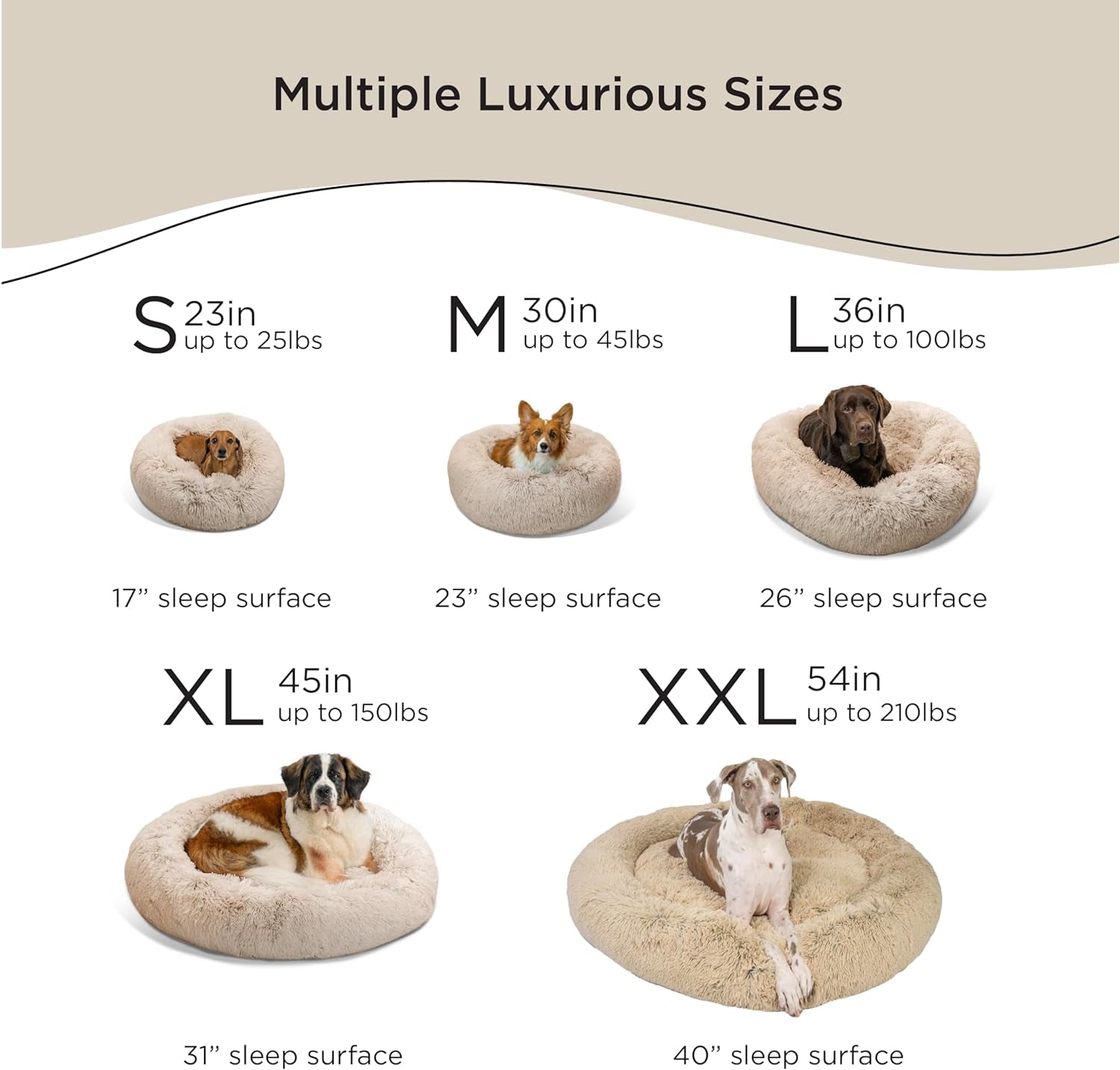 the Original Calming Donut Cat and Dog Bed in Shag Fur Taupe, Small 23"