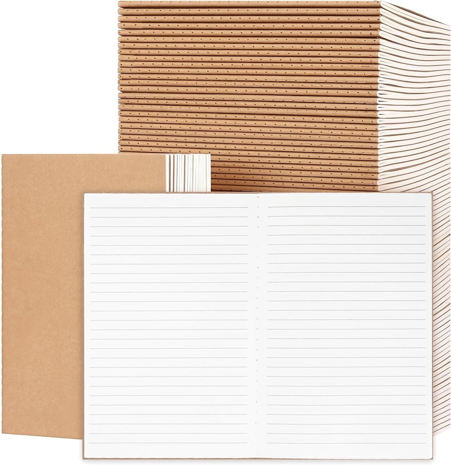 200 Pack A5 Lined Journals for Writing, Composition Notebook, Kraft Notebook Journals 8.3X5.5In College Ruled Subject Notebooks 60 Pages for School Office Supplies