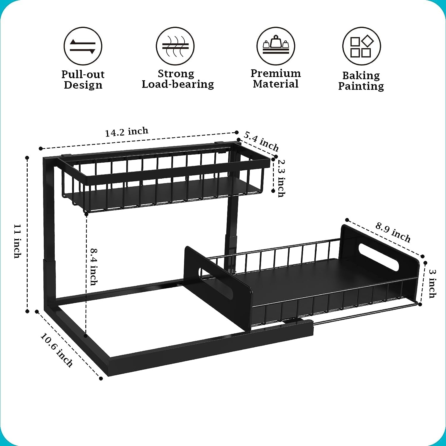 under Sink Organizer, Pull Out Cabinet Organizer 2 Tier Slide Out Sink Shelf Cabinet Storage Shelves, under Sink Storage for Kitchen Bathroom Cabinet