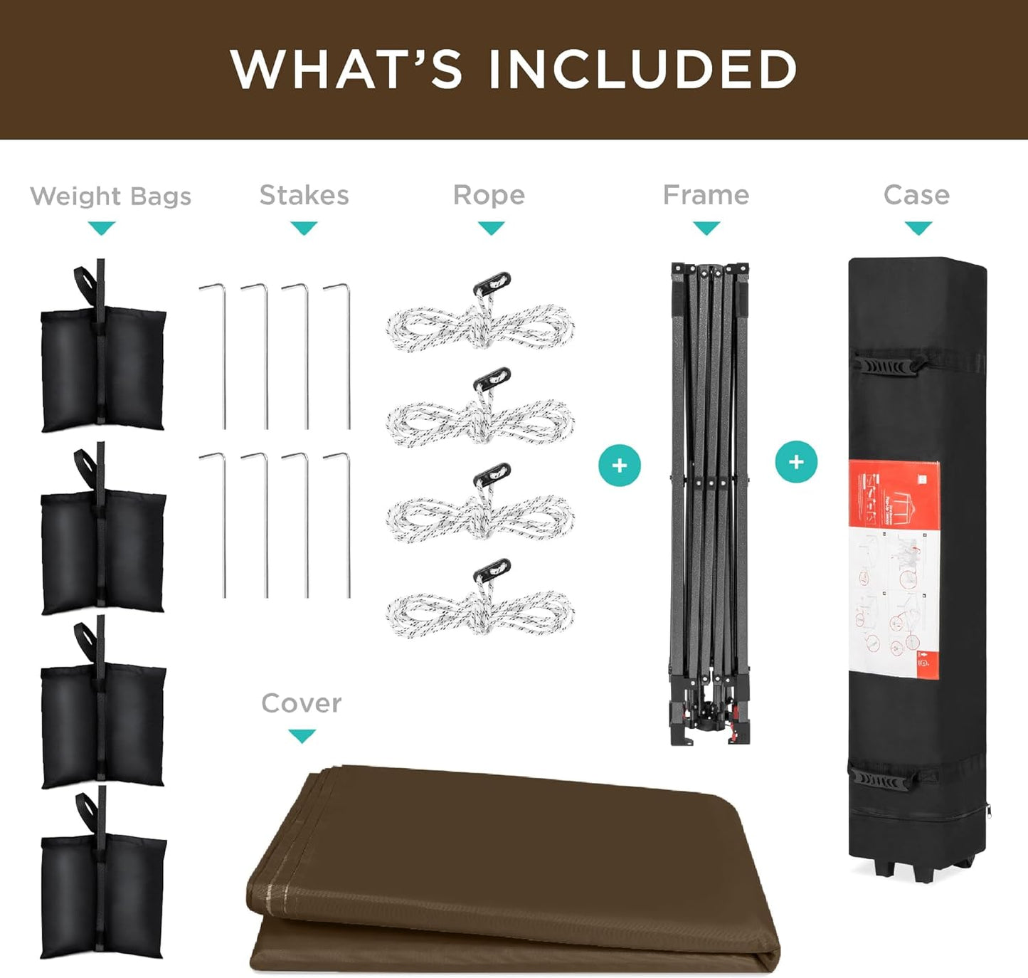 10X10Ft 1-Person Setup Pop up Canopy Tent Instant Portable Shelter W/ 1-Button Push, Case, 4 Weight Bags - Brown