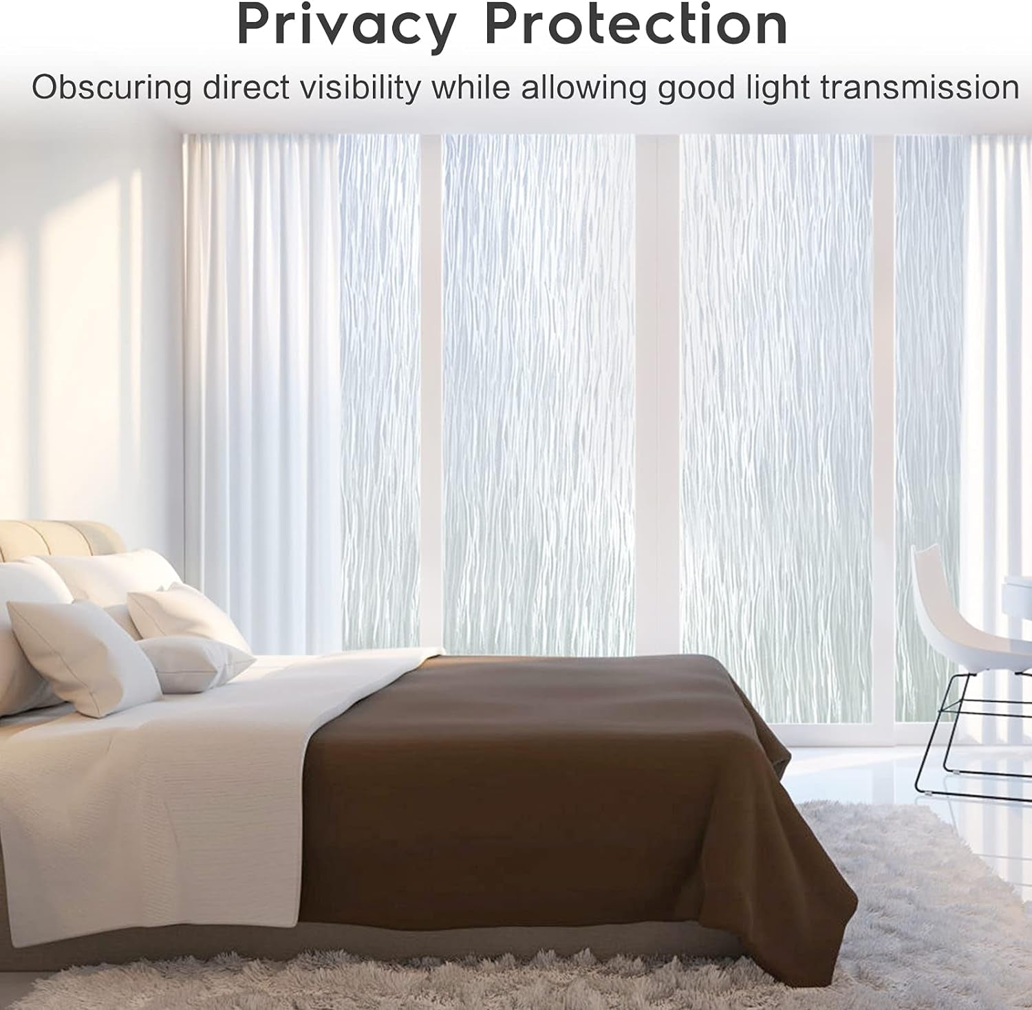 Window Privacy Film Frosted Glass Window Film Removable Window Vinyl Door Window Coverings UV Blocking Self Static Cling Non-Adhesive Window Clings Sticker for Home Decor, 35.4" X 118.1"